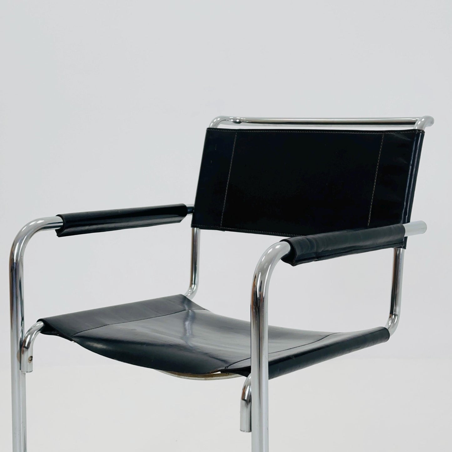 Mid century Black Leather S34 Cantilever Armchair by Mart Stam for Thonet ,1980s