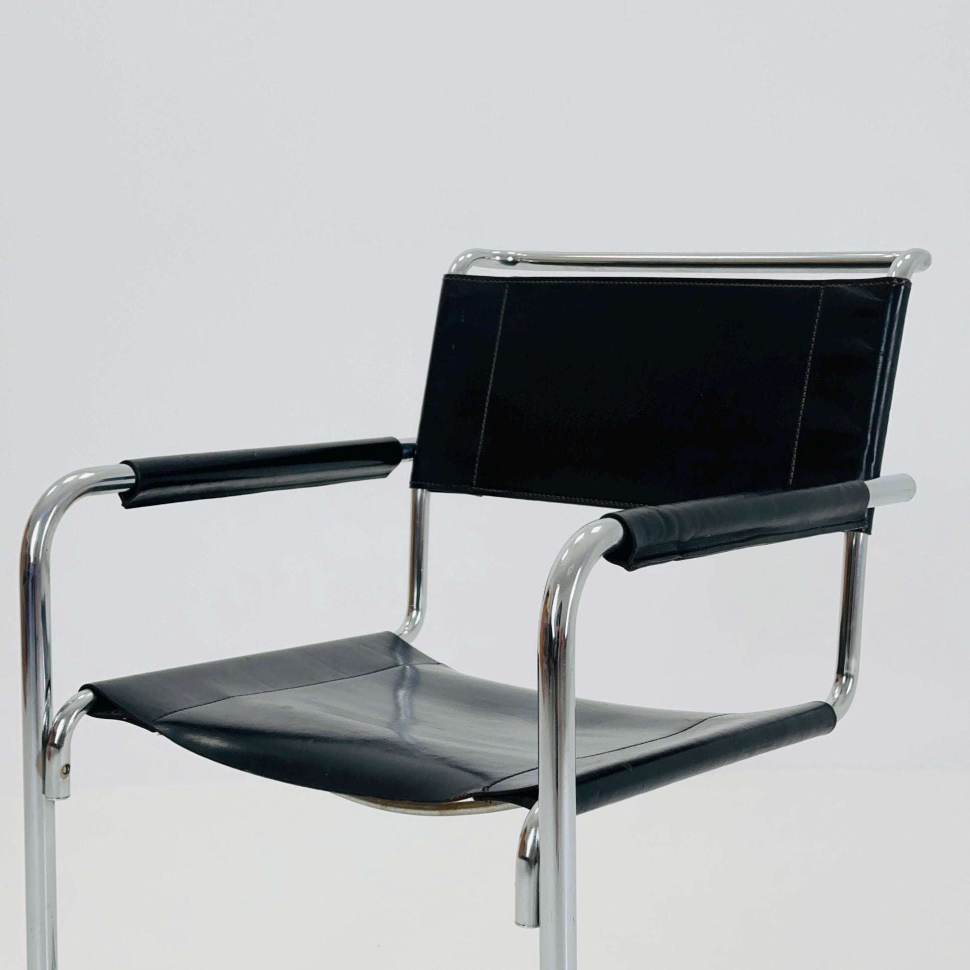 Mid century Black Leather S34 Cantilever Armchair by Mart Stam for Thonet ,1980s