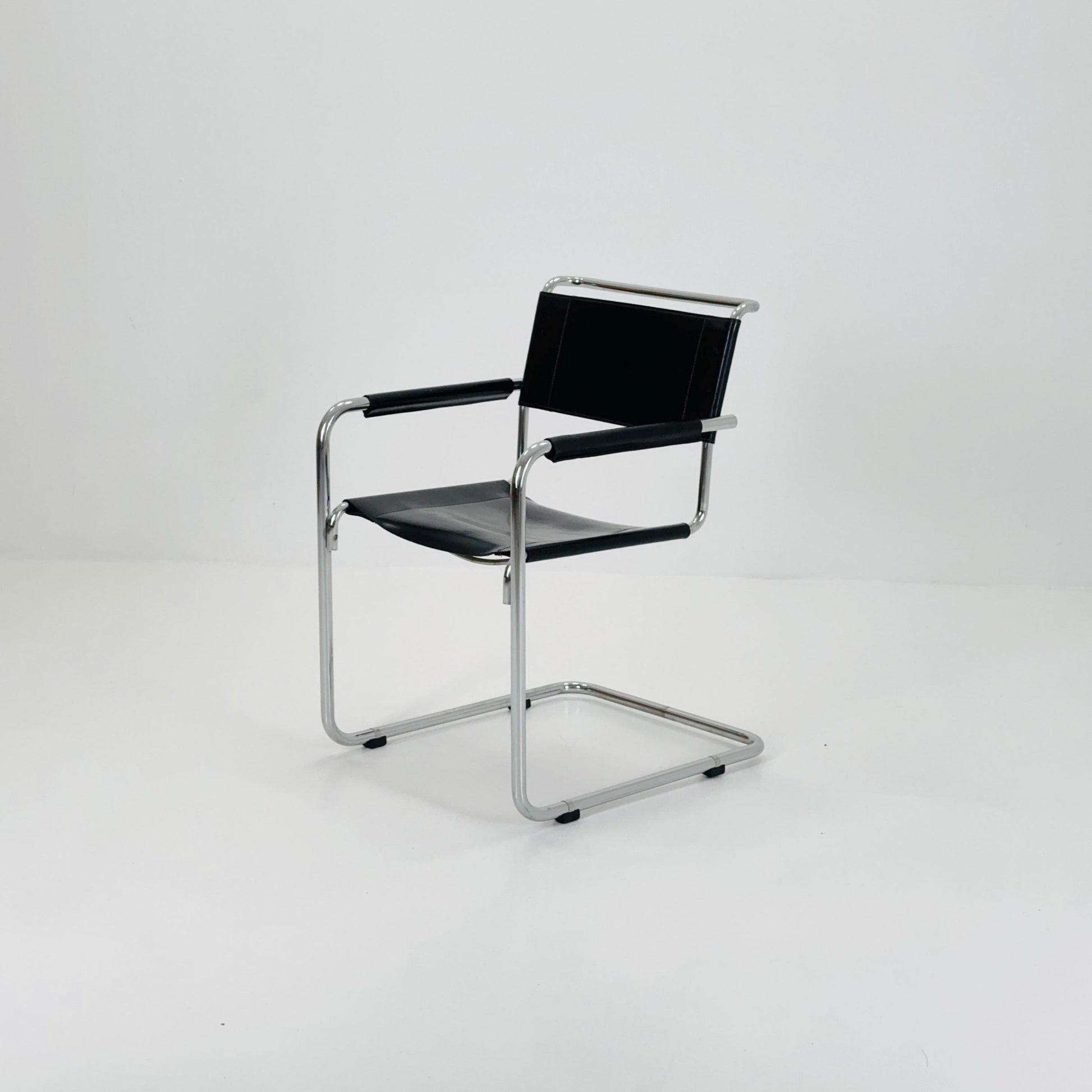 Mid century Black Leather S34 Cantilever Armchair by Mart Stam for Thonet ,1980s