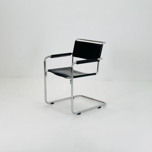 Mid century Black Leather S34 Cantilever Armchair by Mart Stam for Thonet ,1980s
