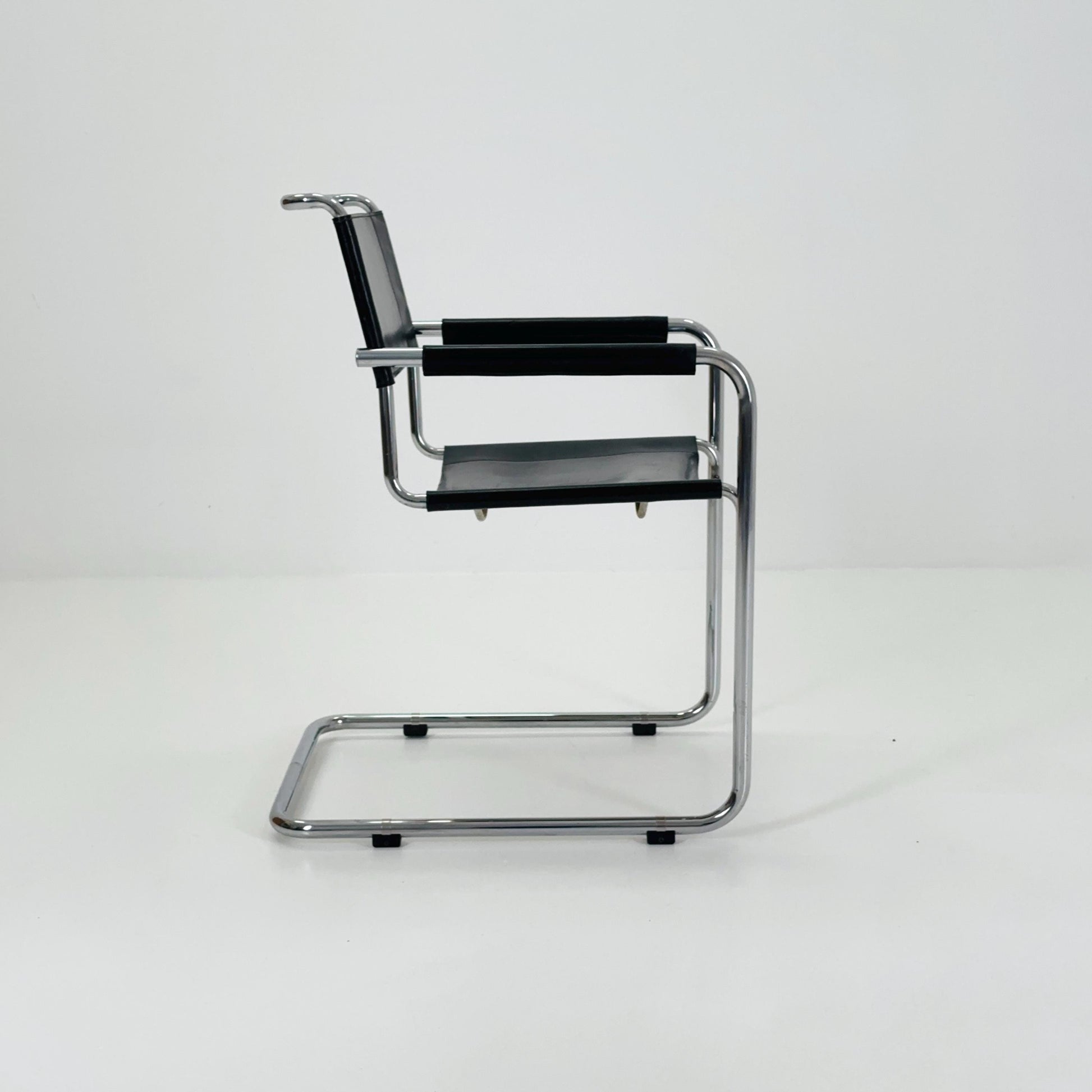 Mid century Black Leather S34 Cantilever Armchair by Mart Stam for Thonet ,1980s