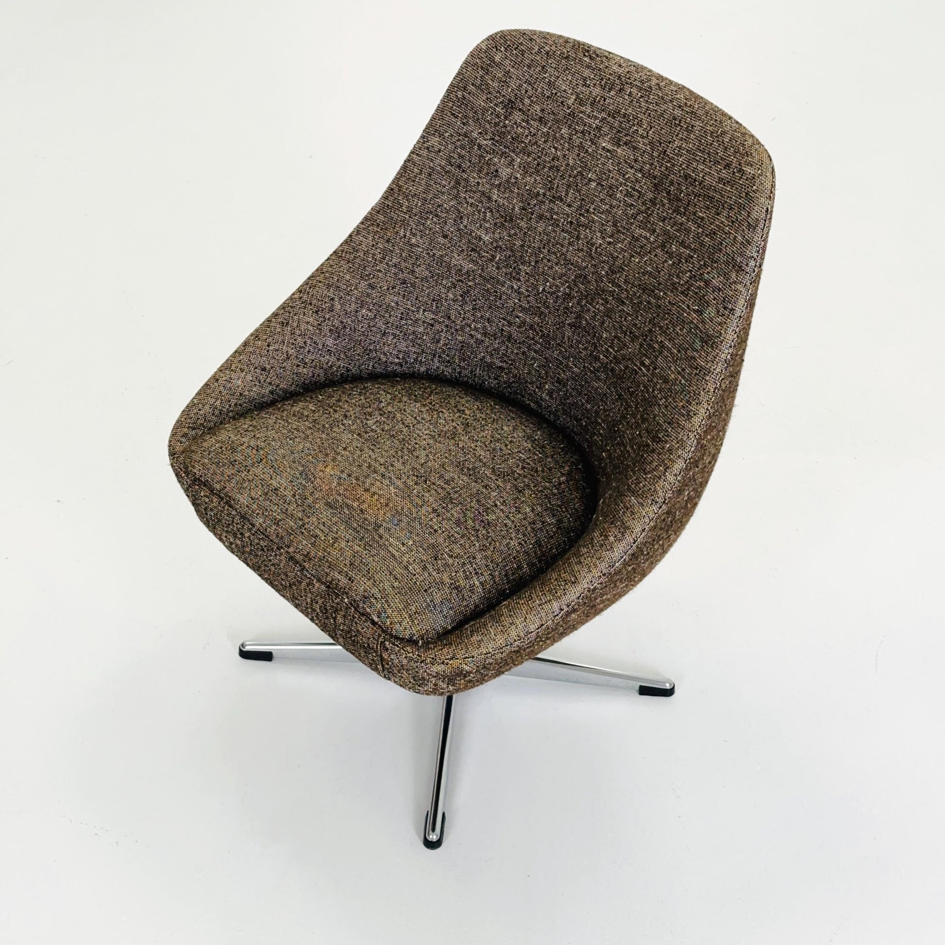 Mid Century Modern Brown Swivel Egg Chair – Vintage 1970s Germany