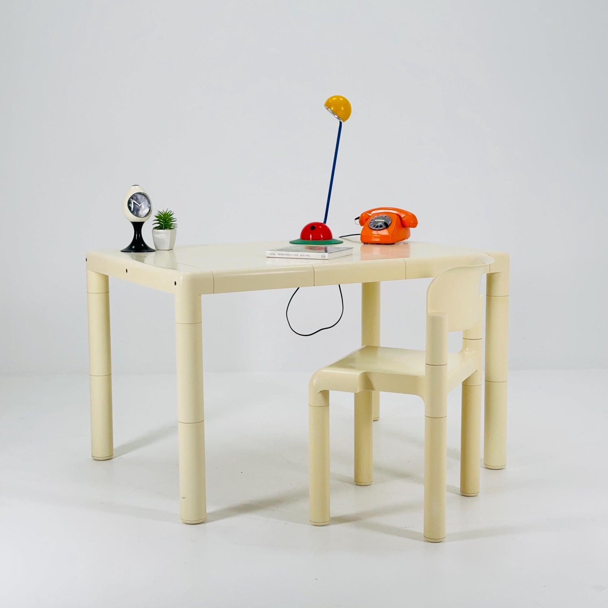 Mid Century Eero Aarnio Space Age Desk Set – Table & Chair by UPO Furniture, Finland 1980s