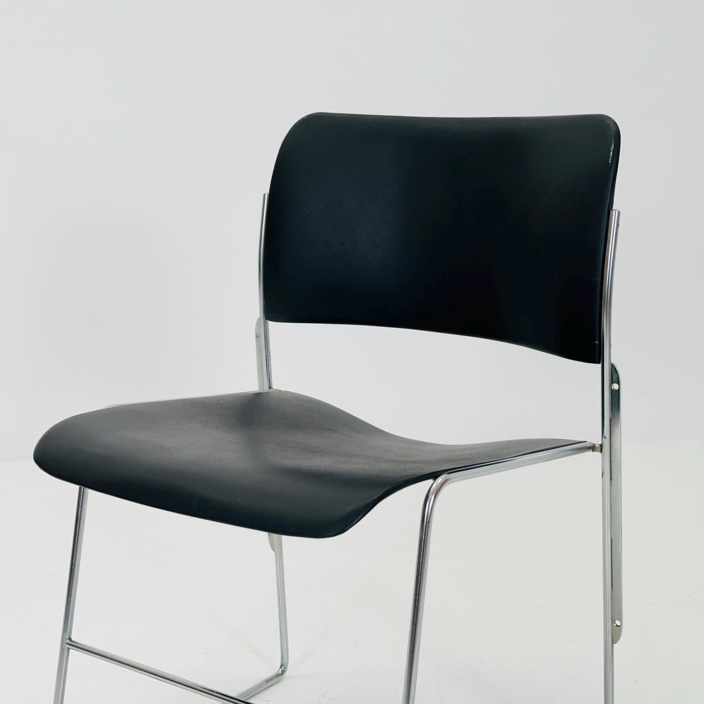 Mid Century David Rowland 40/4 Black & Chrome Stacking Side Chair by GF, USA 1970s