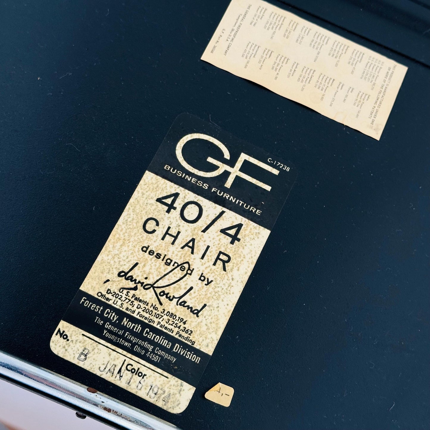 Mid Century David Rowland 40/4 Black & Chrome Stacking Side Chair by GF, USA 1970s