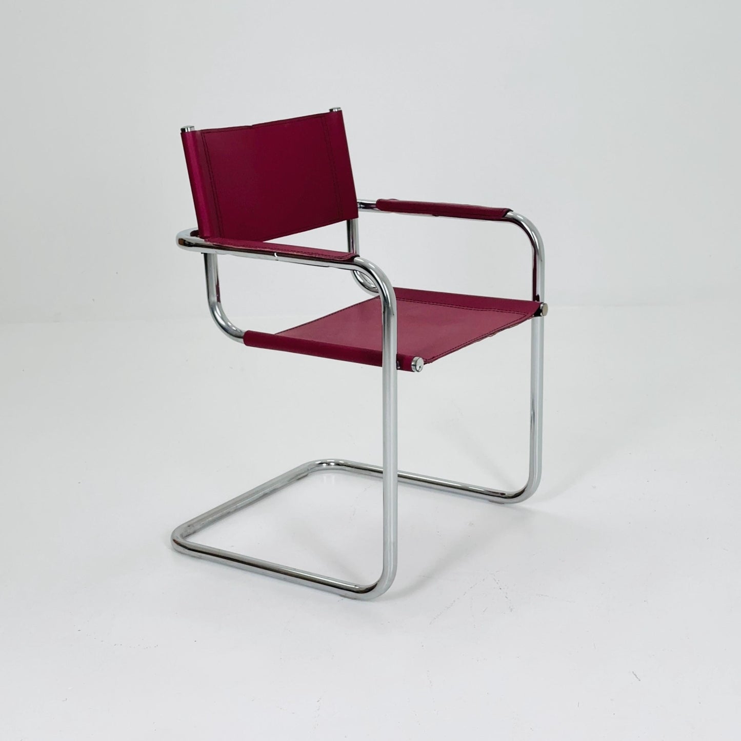 Mid century wine red Model MG5 Centro Studi wine red chair by Mart Stam & Marcel Breuer , 1970s
