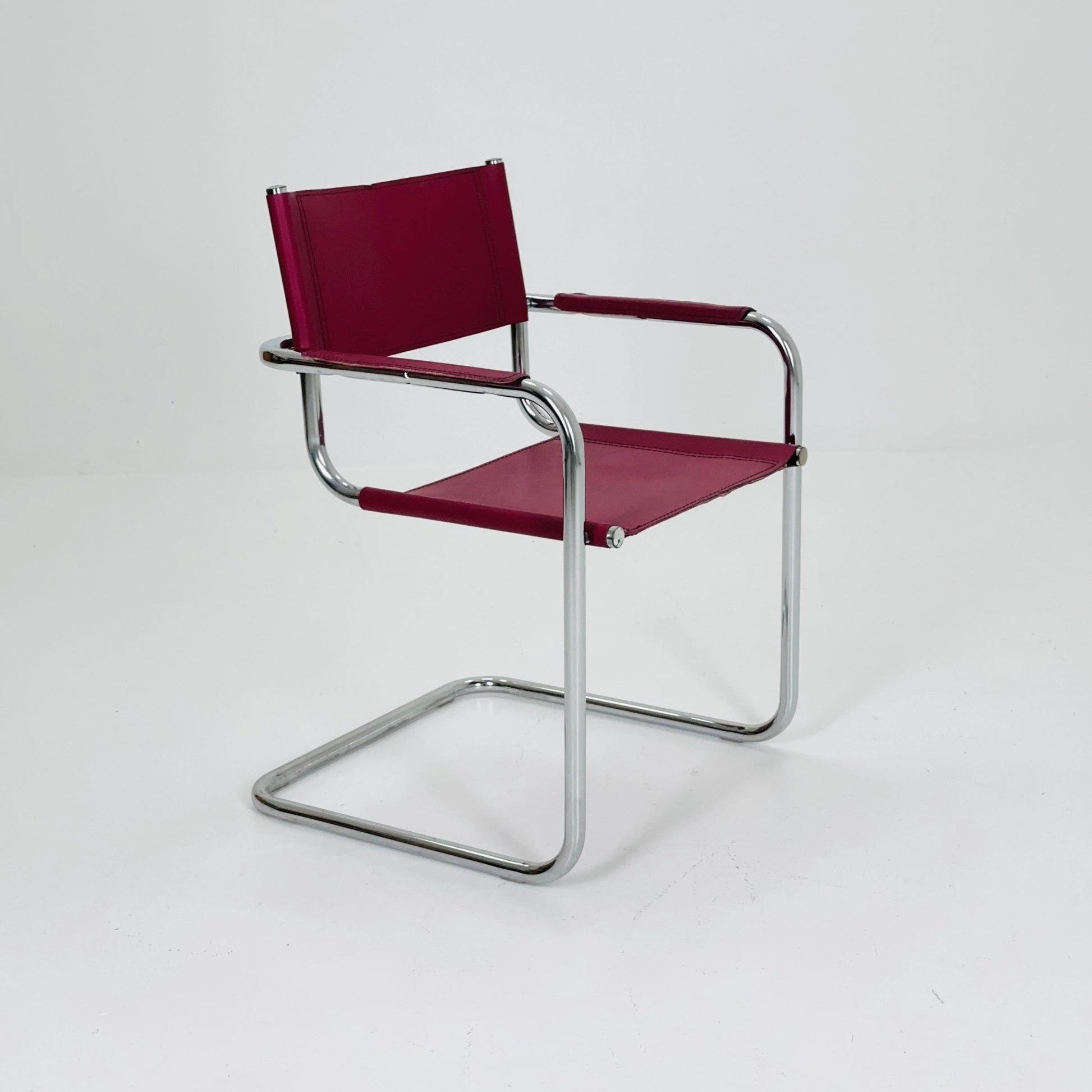 Mid century wine red Model MG5 Centro Studi wine red chair by Mart Stam & Marcel Breuer , 1970s