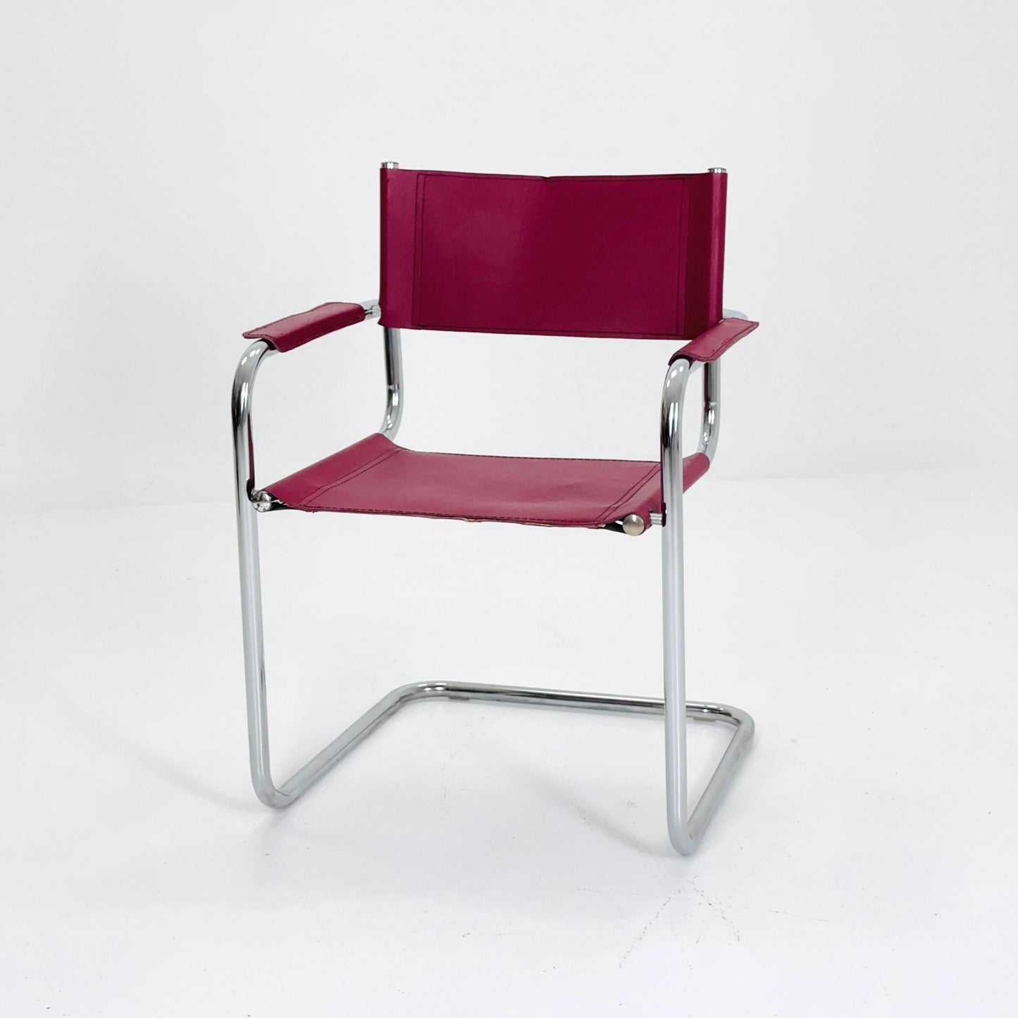 Mid century wine red Model MG5 Centro Studi wine red chair by Mart Stam & Marcel Breuer , 1970s