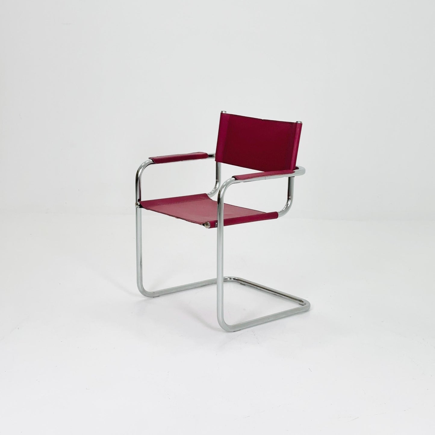 Mid century wine red Model MG5 Centro Studi wine red chair by Mart Stam & Marcel Breuer , 1970s