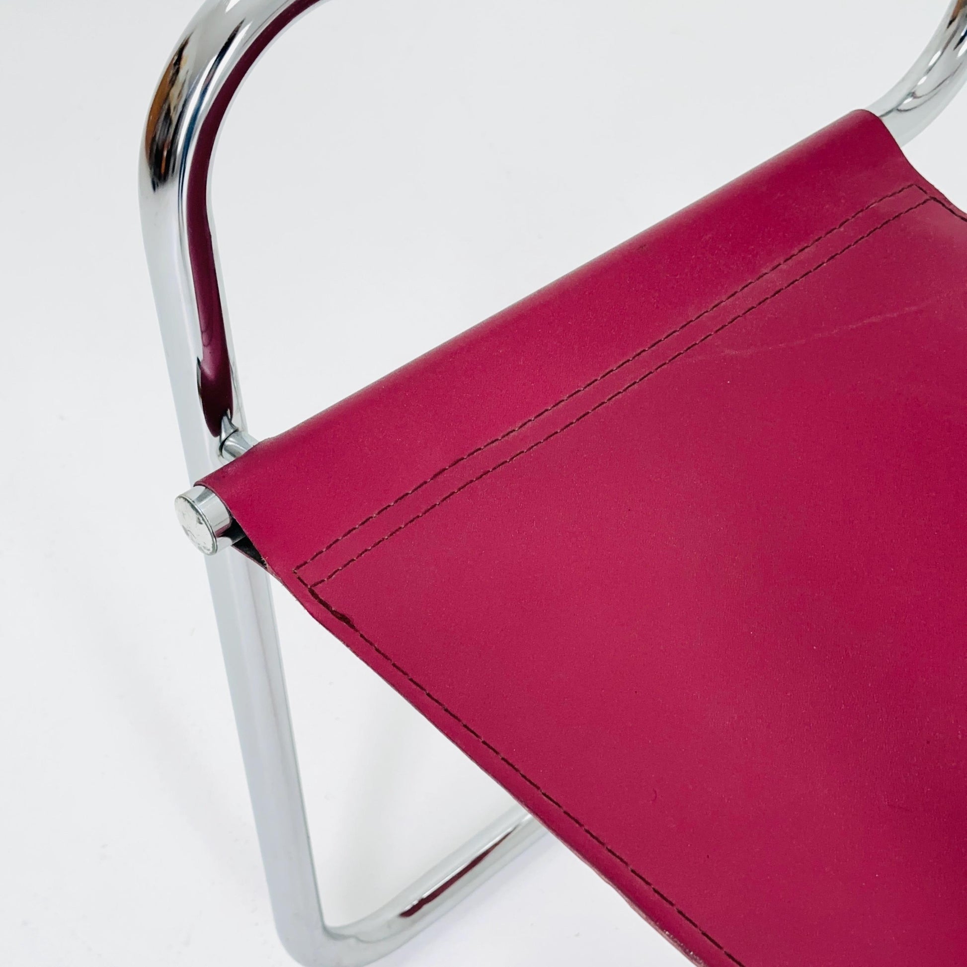 Mid century wine red Model MG5 Centro Studi wine red chair by Mart Stam & Marcel Breuer , 1970s