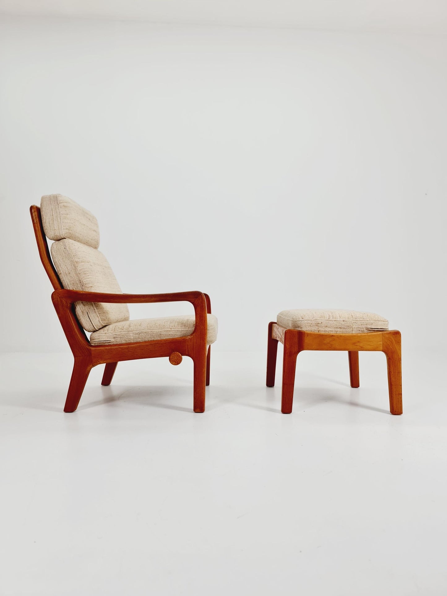 Mid-century Rare Danish Solid teak lounge chair with ottoman by Jens-Juul Christensen For JK Denmark 1960s