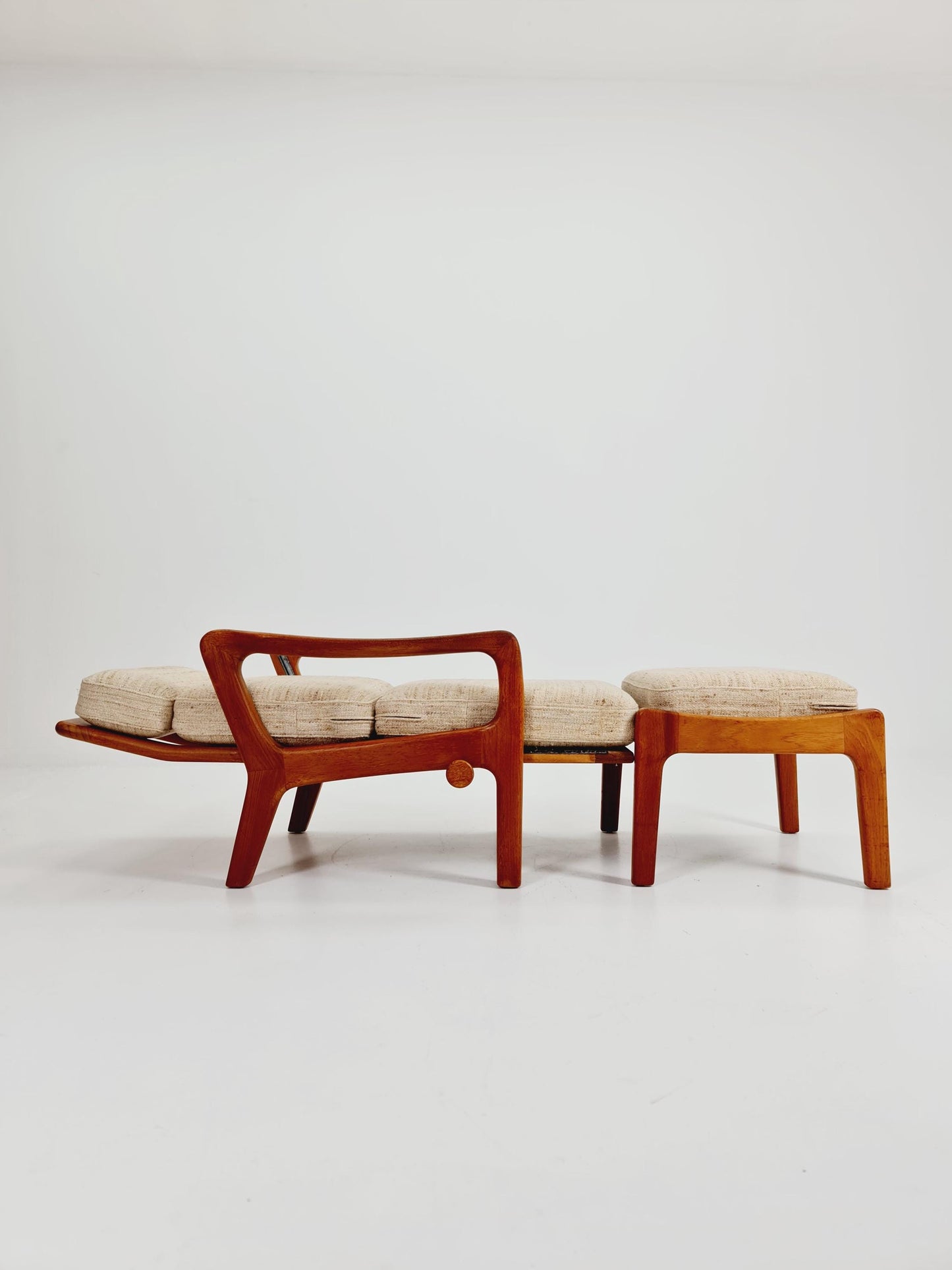 Mid-century Rare Danish Solid teak lounge chair with ottoman by Jens-Juul Christensen For JK Denmark 1960s