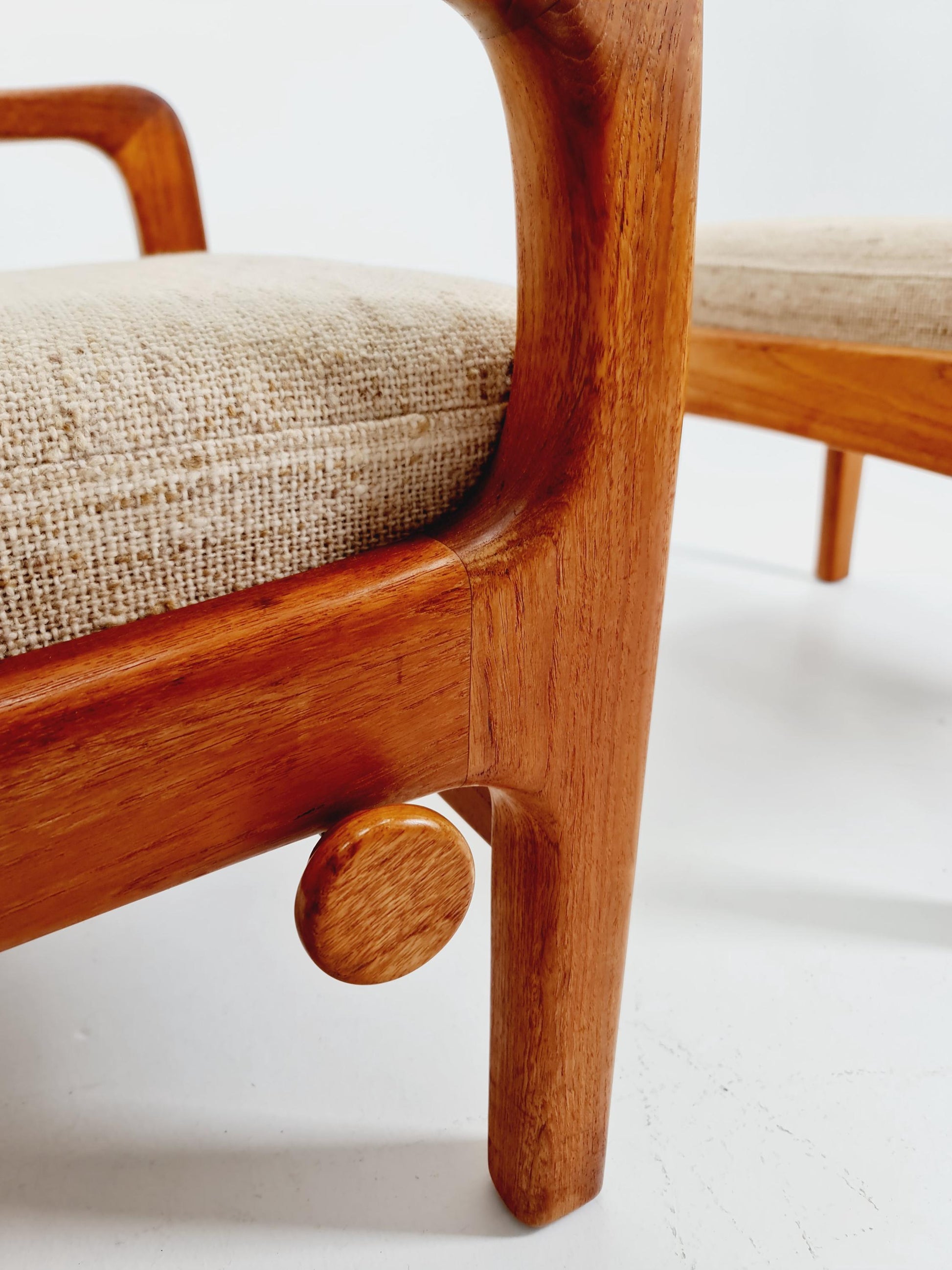 Mid-century Rare Danish Solid teak lounge chair with ottoman by Jens-Juul Christensen For JK Denmark 1960s