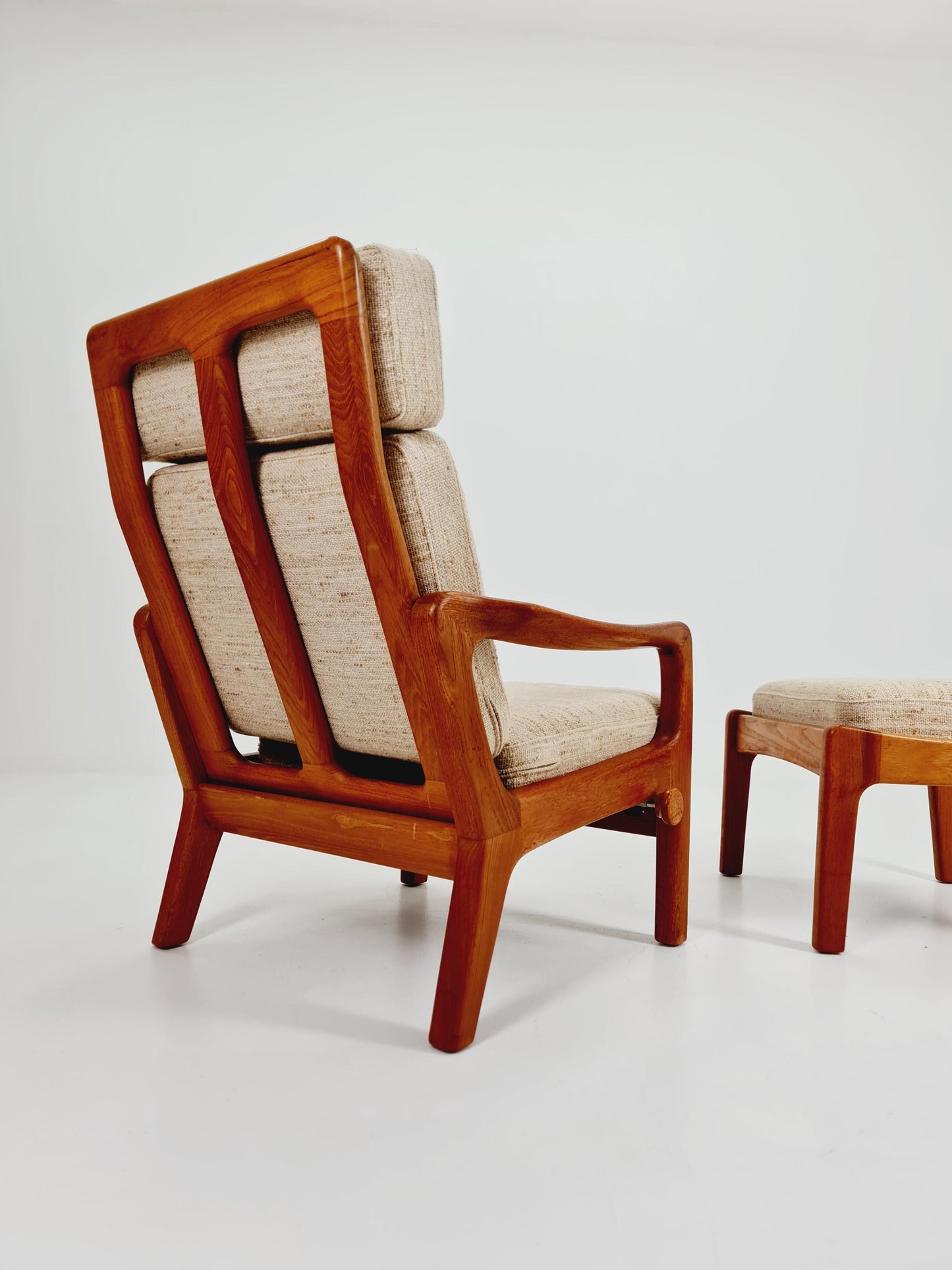 Mid-century Rare Danish Solid teak lounge chair with ottoman by Jens-Juul Christensen For JK Denmark 1960s