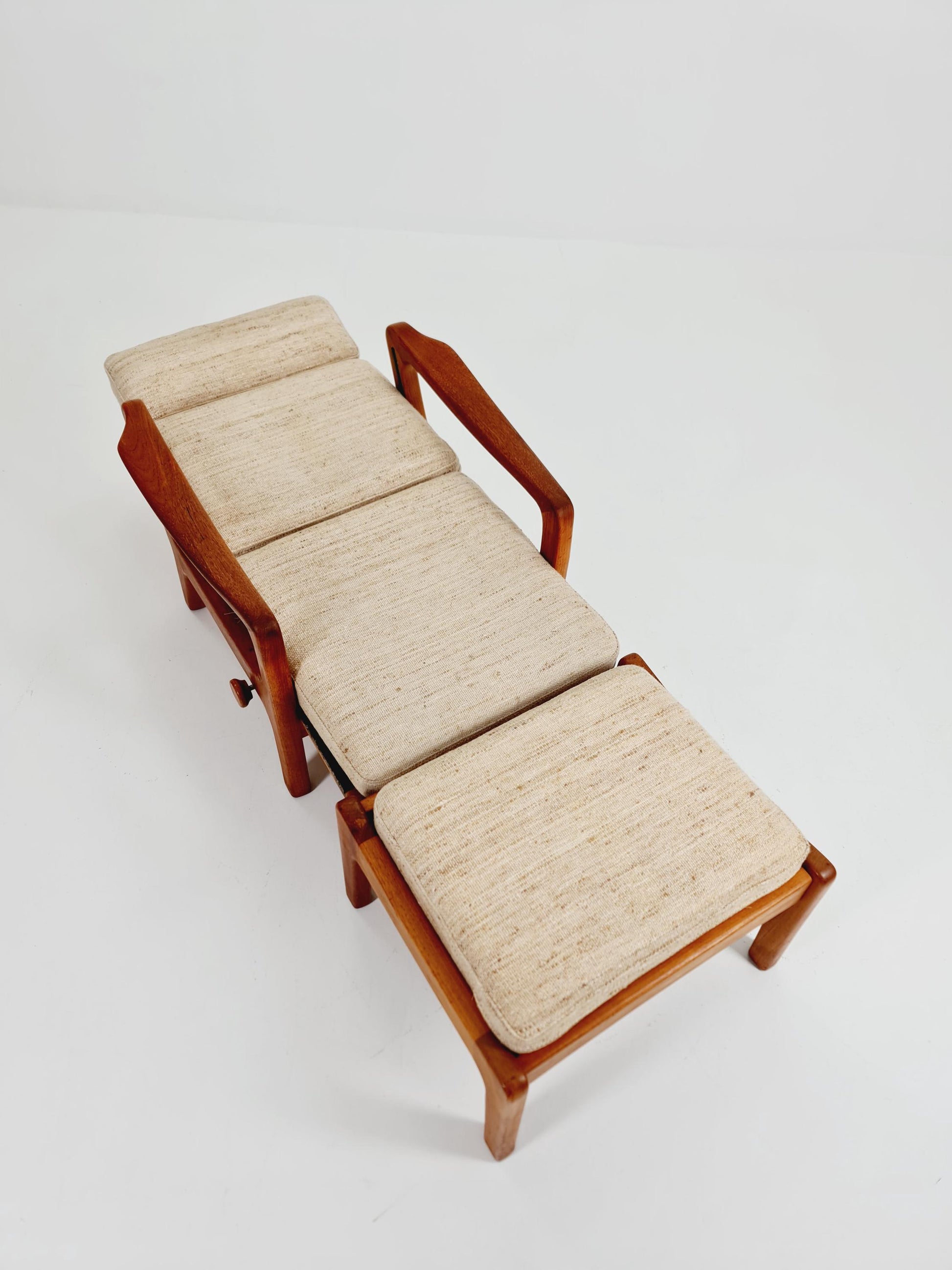 Mid-century Rare Danish Solid teak lounge chair with ottoman by Jens-Juul Christensen For JK Denmark 1960s