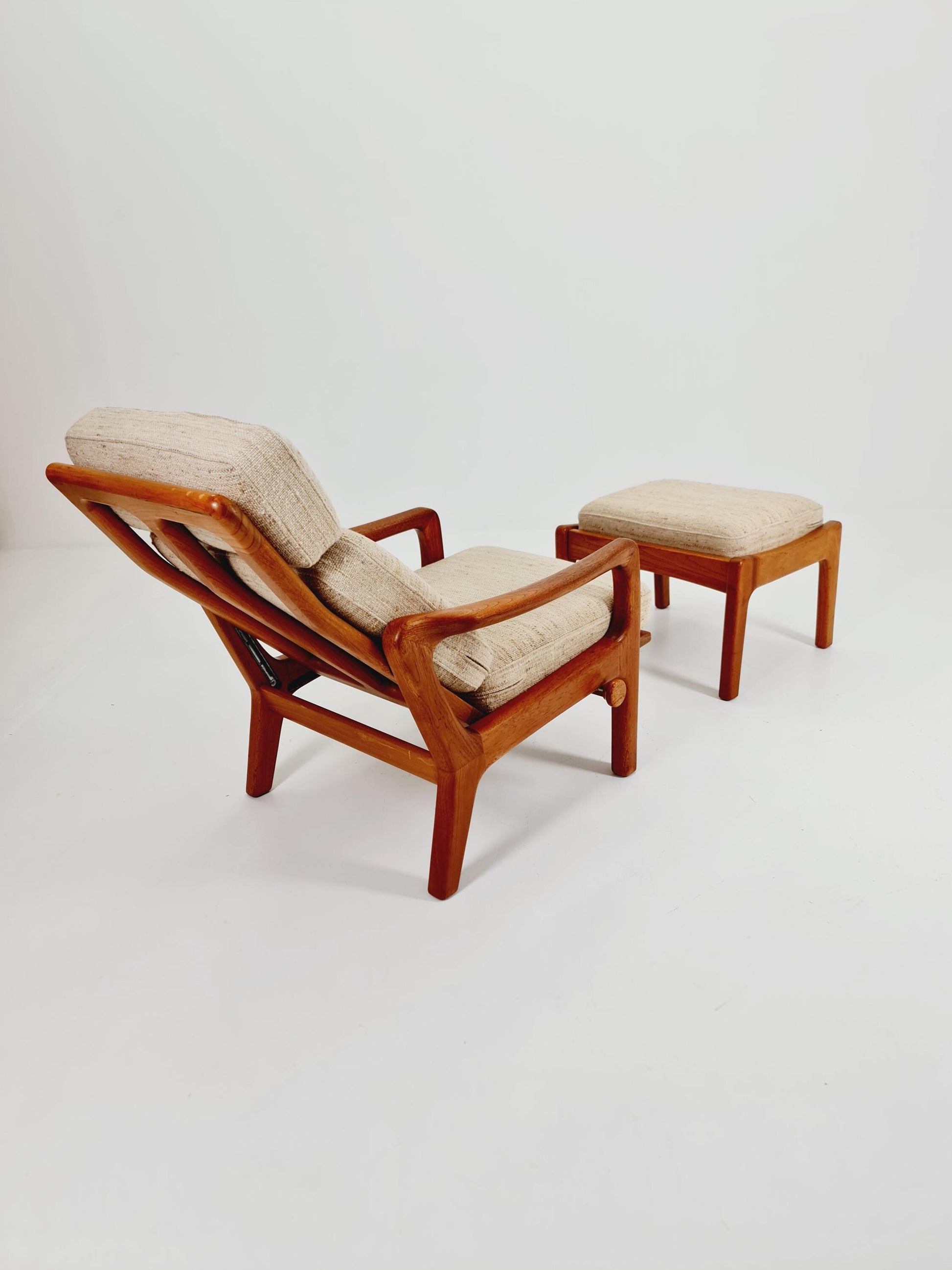 Mid-century Rare Danish Solid teak lounge chair with ottoman by Jens-Juul Christensen For JK Denmark 1960s