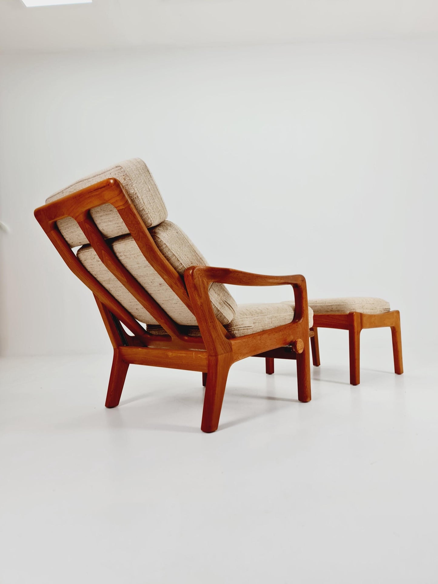 Mid-century Rare Danish Solid teak lounge chair with ottoman by Jens-Juul Christensen For JK Denmark 1960s