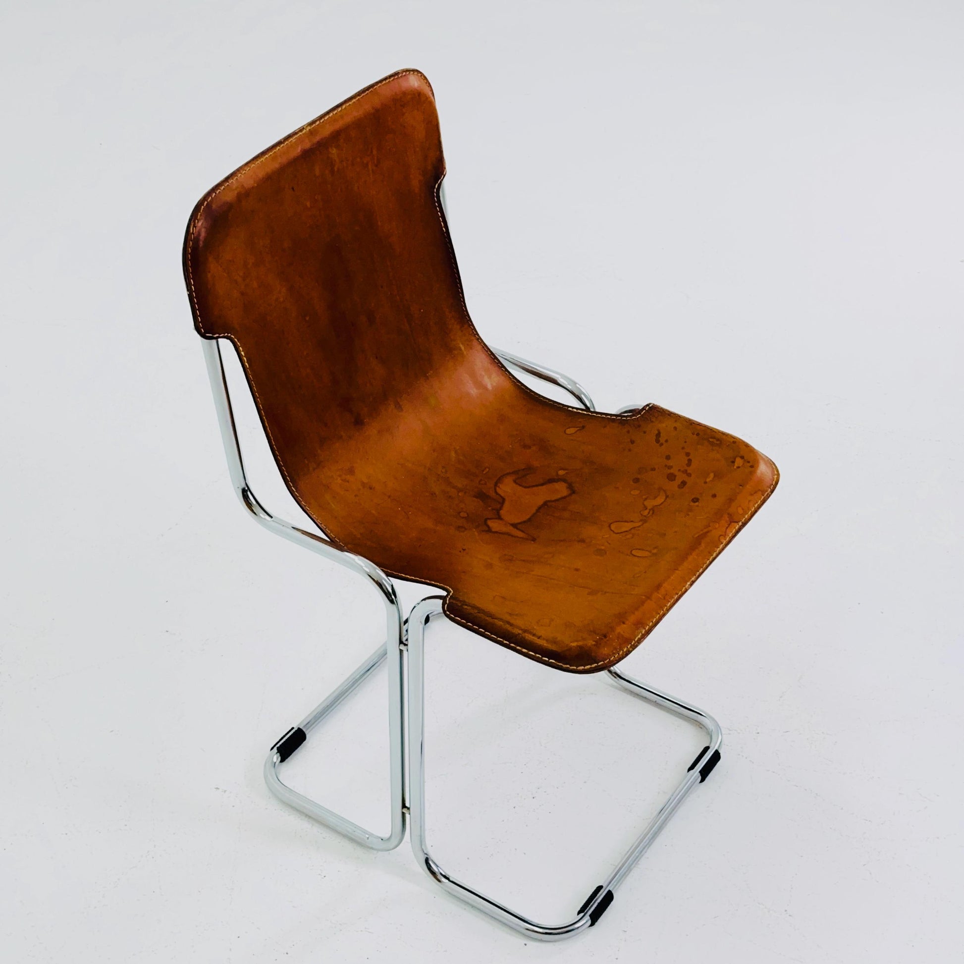 Mid Century Modern Leather “Calla” Sling Chair by Ari Colombo for Arflex, 1970s Italy