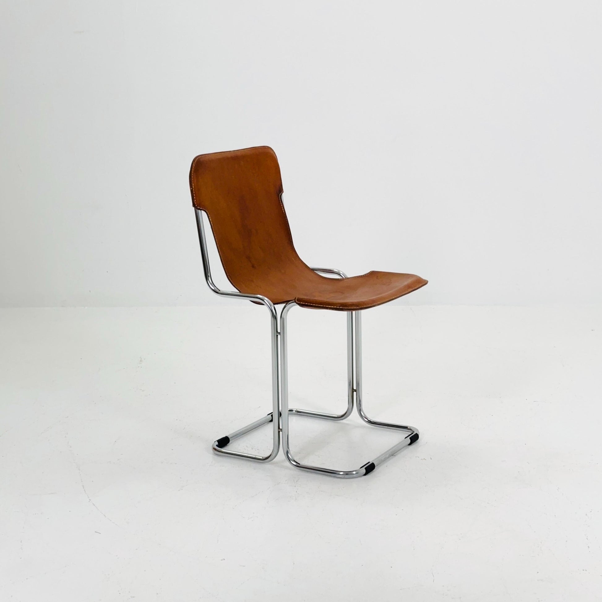 Mid Century Modern Leather “Calla” Sling Chair by Ari Colombo for Arflex, 1970s Italy