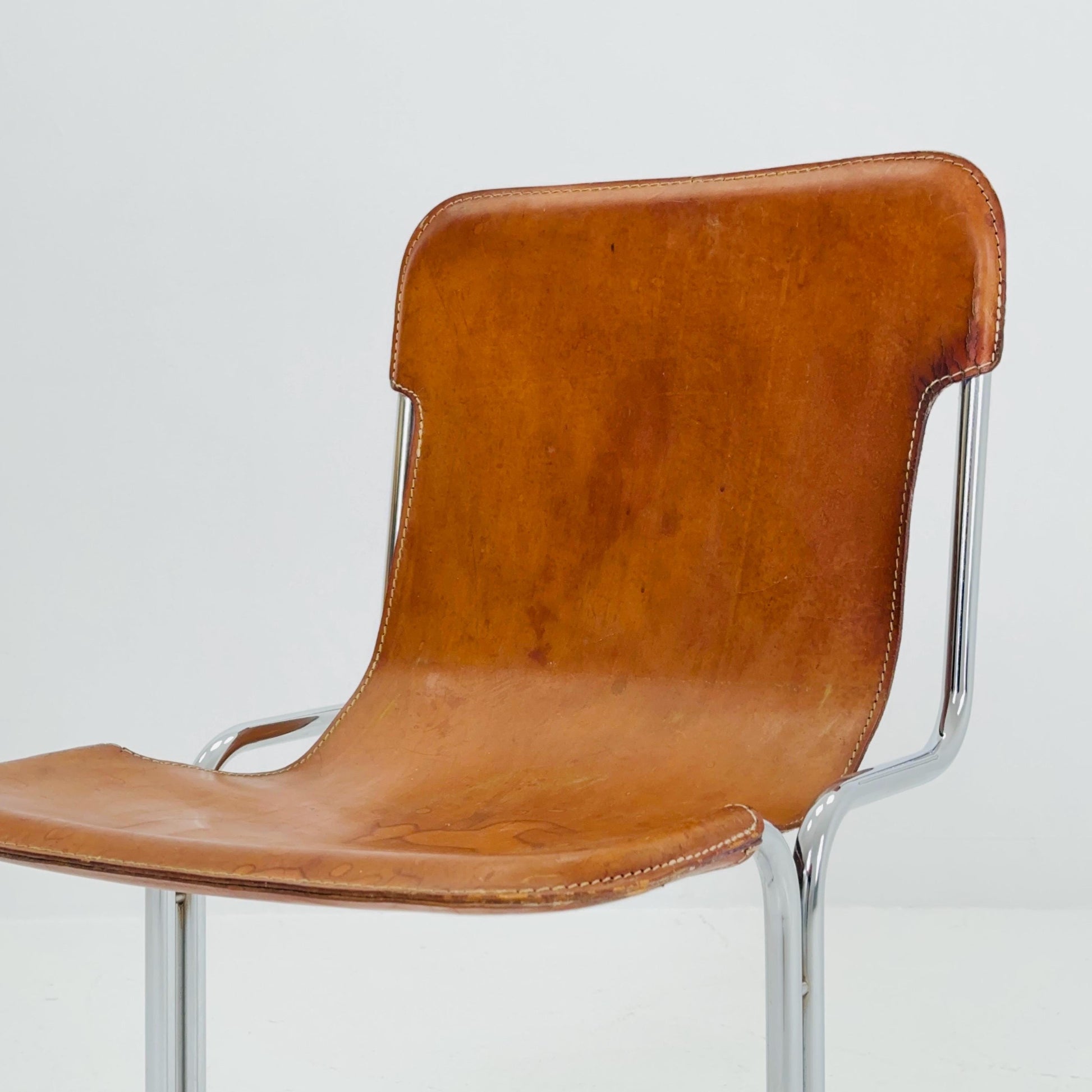 Mid Century Modern Leather “Calla” Sling Chair by Ari Colombo for Arflex, 1970s Italy