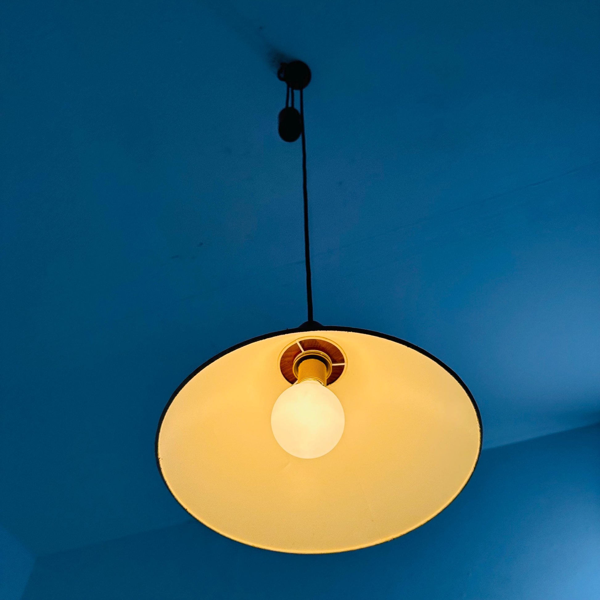 Mid-Century Modern Oak Pendant Lamp with Counterweight by Domus, Germany, 1960s