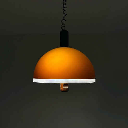 Rare Space Age Orange Pendant Lamp by Temde Leuchten, Switzerland, 1980s
