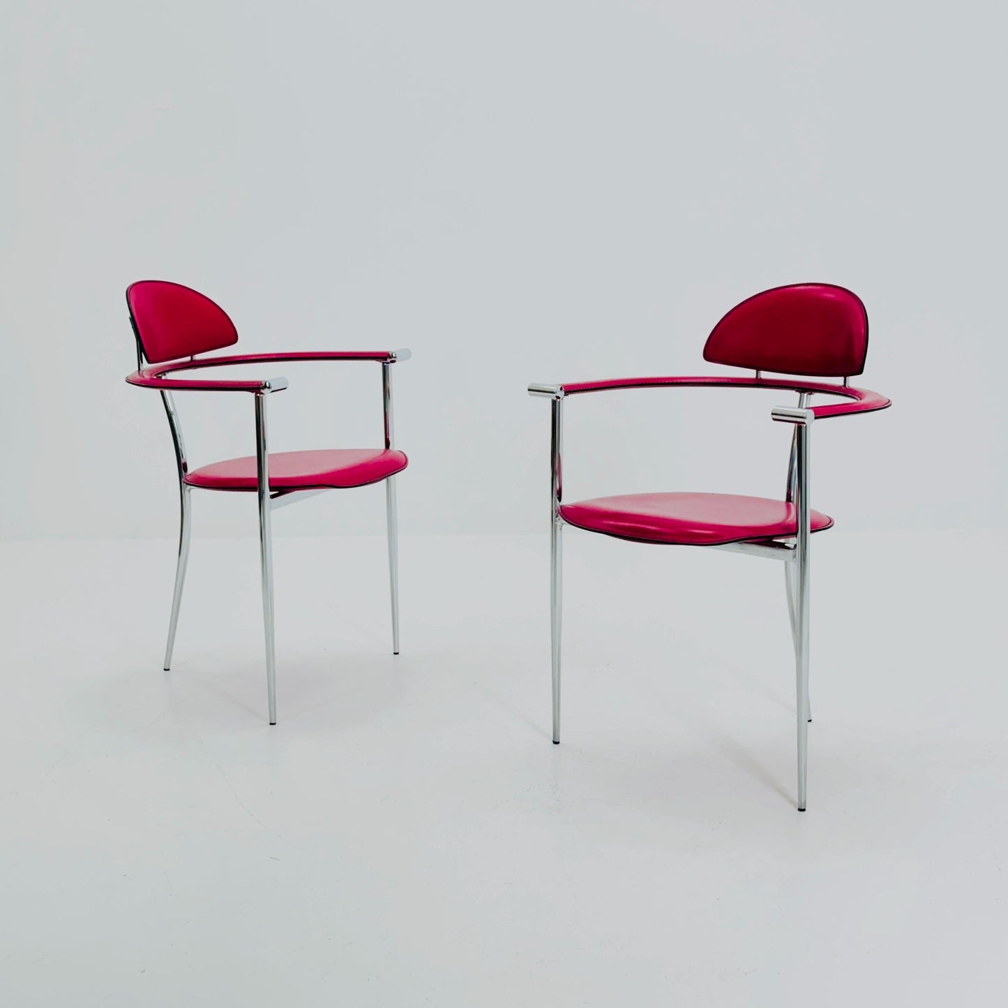 Set of 2 Mid-Century Modern “Stiletto” Dining Chairs Postmodern by Arrben Italy, 1980s