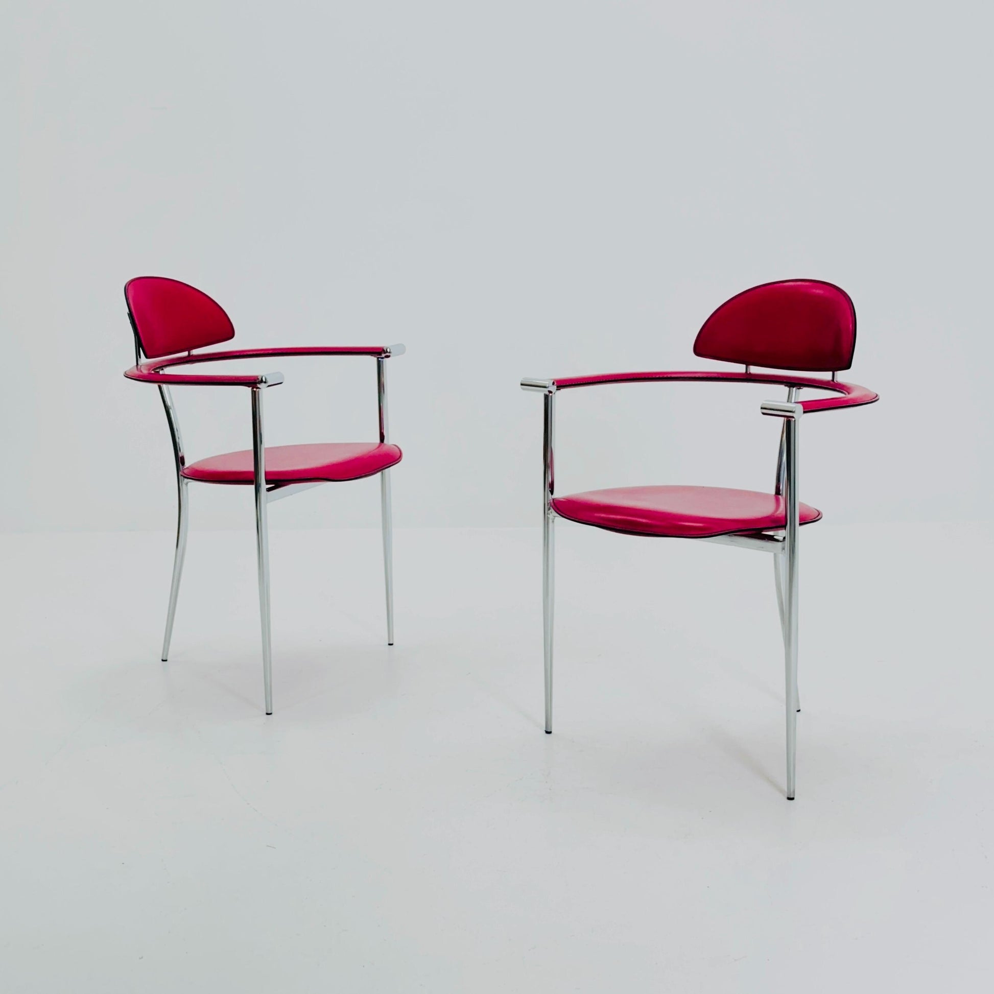 Set of 2 Mid-Century Modern “Stiletto” Dining Chairs Postmodern by Arrben Italy, 1980s