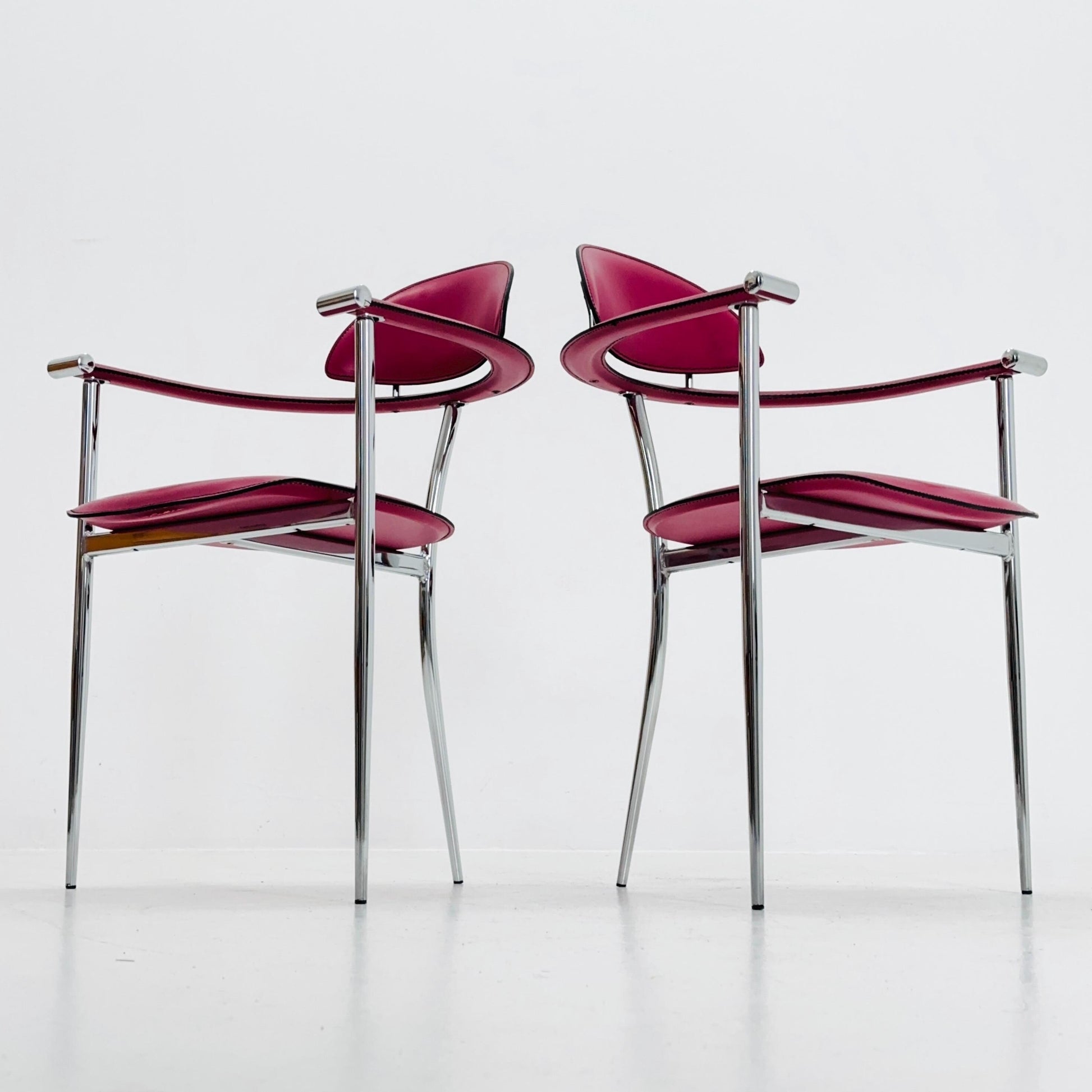 Set of 2 Mid-Century Modern “Stiletto” Dining Chairs Postmodern by Arrben Italy, 1980s
