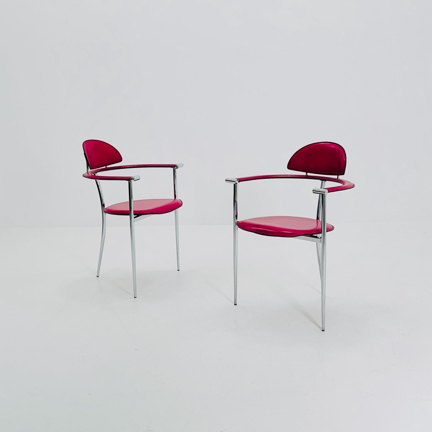 Set of 2 Mid-Century Modern “Stiletto” Dining Chairs Postmodern by Arrben Italy, 1980s
