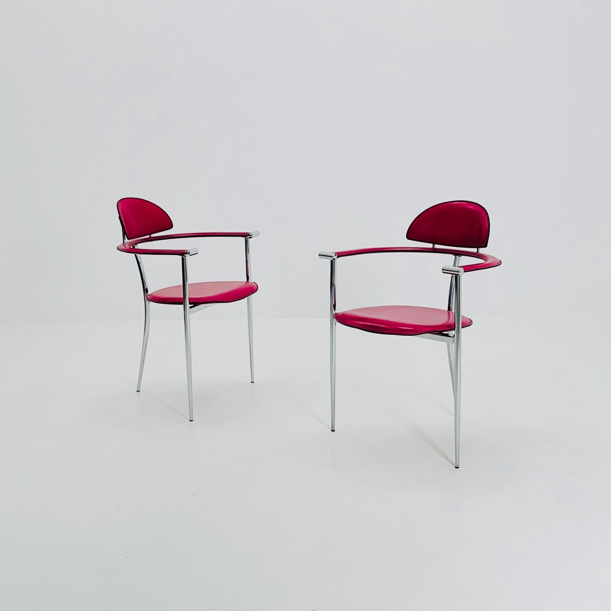 Set of 2 Mid-Century Modern “Stiletto” Dining Chairs Postmodern by Arrben Italy, 1980s
