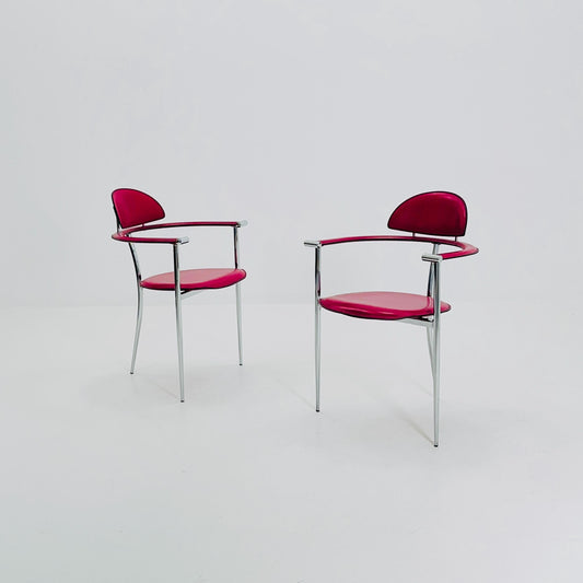 Set of 2 Mid-Century Modern “Stiletto” Dining Chairs Postmodern by Arrben Italy, 1980s