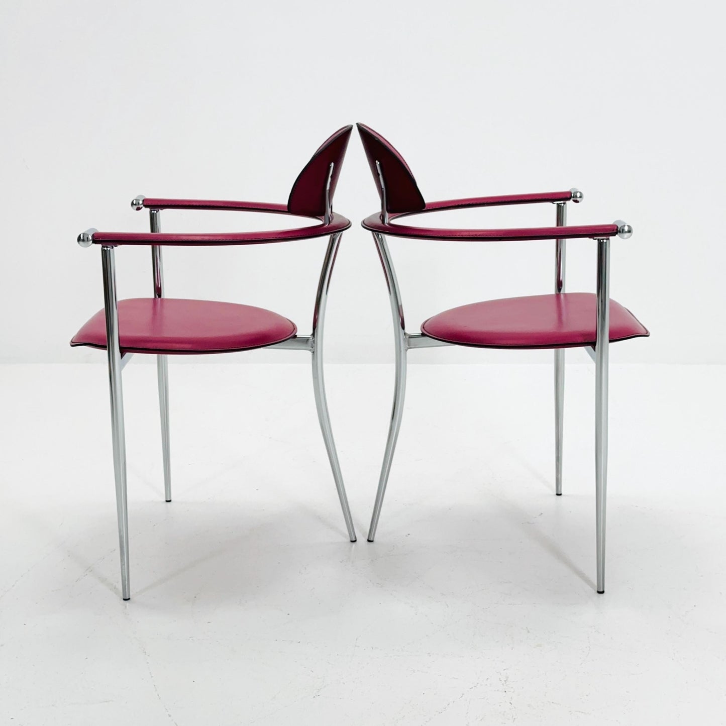 Set of 2 Mid-Century Modern “Stiletto” Dining Chairs Postmodern by Arrben Italy, 1980s