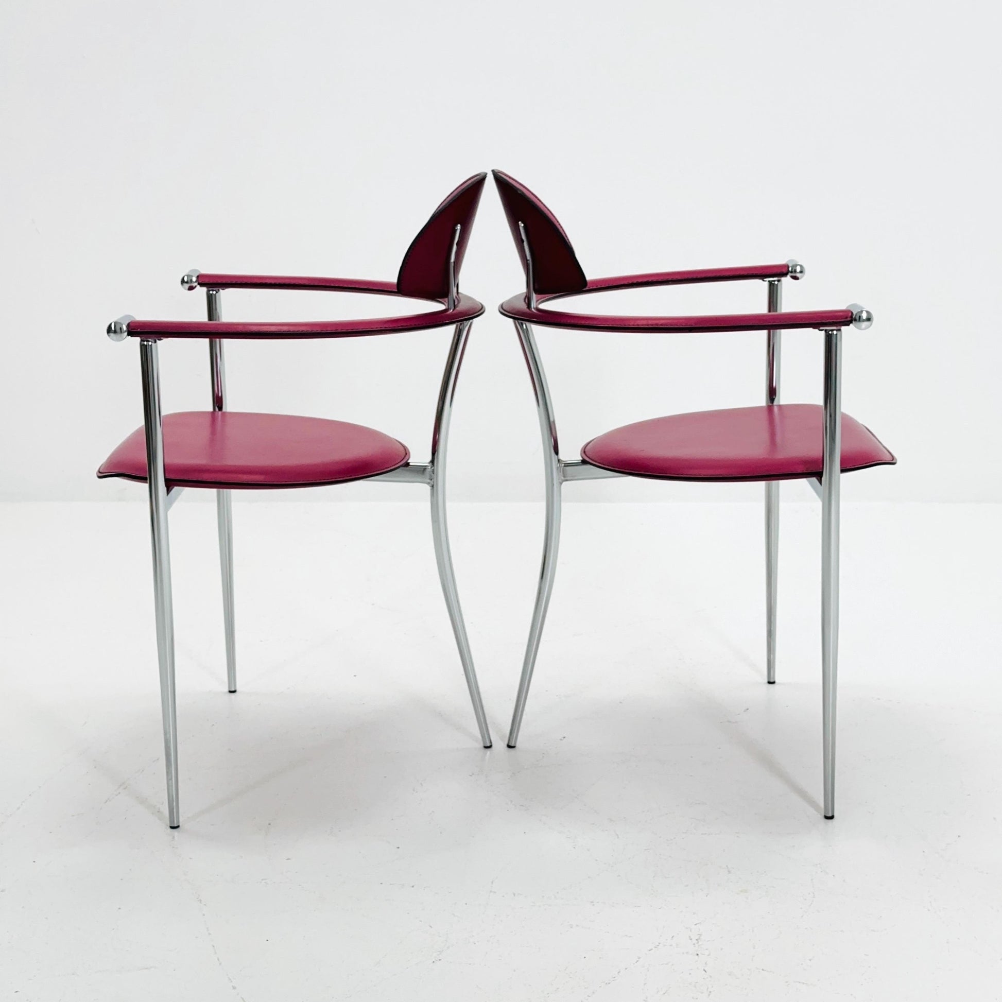 Set of 2 Mid-Century Modern “Stiletto” Dining Chairs Postmodern by Arrben Italy, 1980s