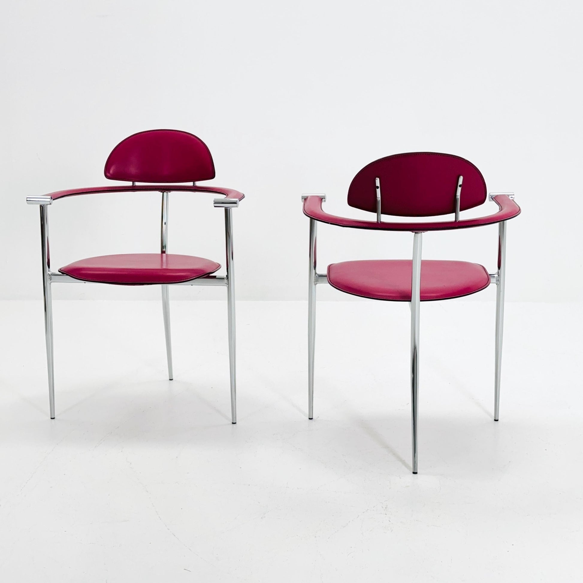 Set of 2 Mid-Century Modern “Stiletto” Dining Chairs Postmodern by Arrben Italy, 1980s