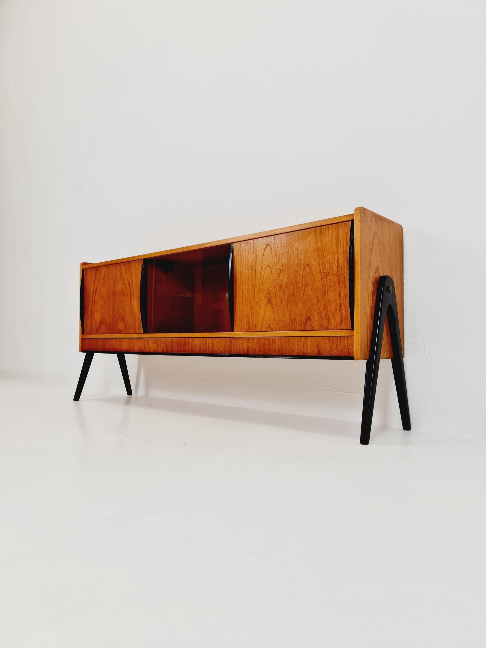 Rare Mid century Swedish Teak small low Sideboard by Bengt Ruda for Nordiska Kompaniet , 1960s
