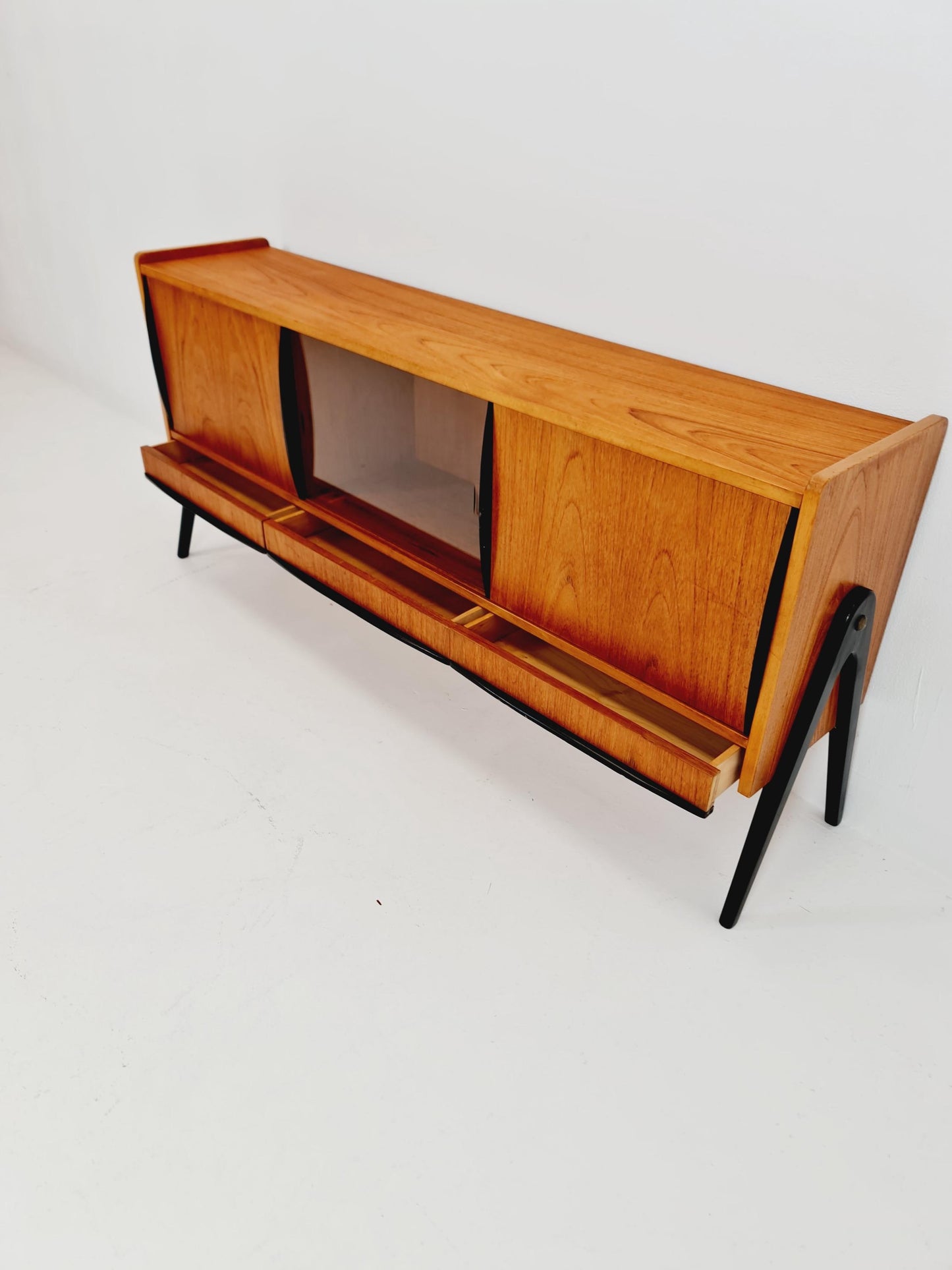 Rare Mid century Swedish Teak small low Sideboard by Bengt Ruda for Nordiska Kompaniet , 1960s