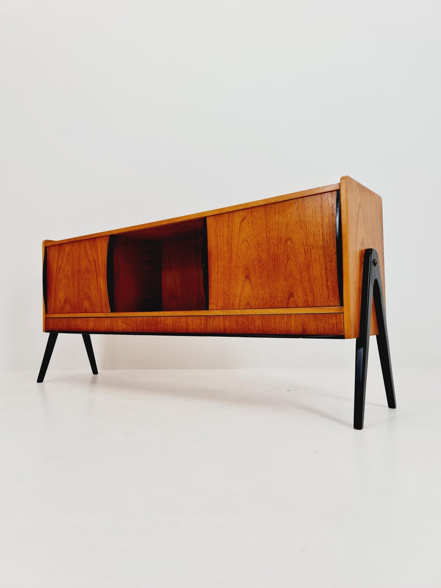 Rare Mid century Swedish Teak small low Sideboard by Bengt Ruda for Nordiska Kompaniet , 1960s