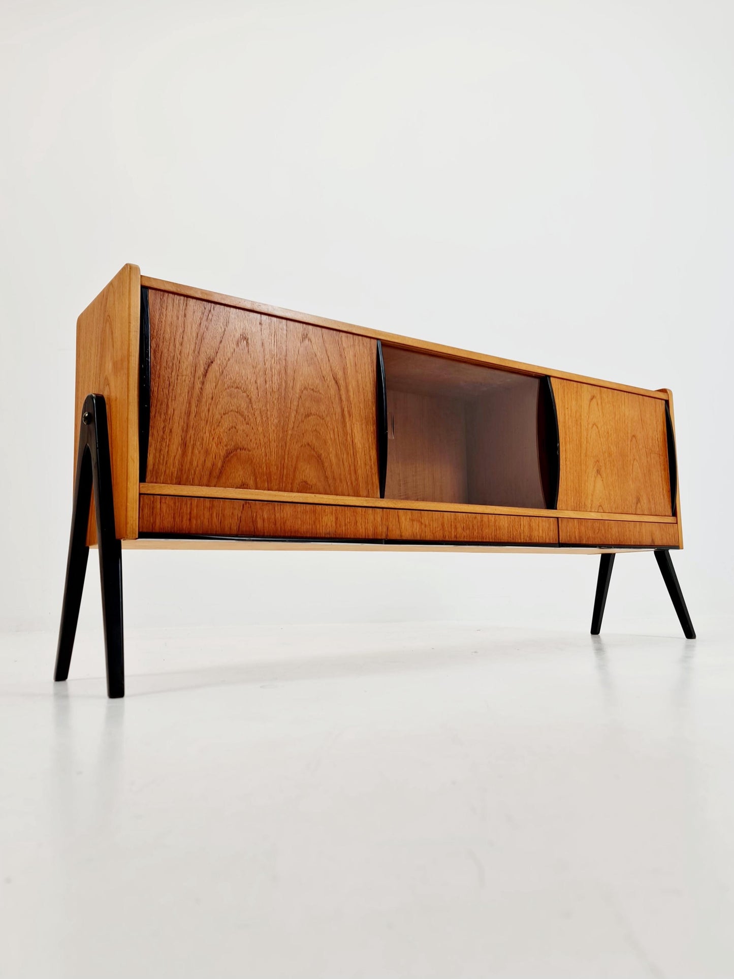 Rare Mid century Swedish Teak small low Sideboard by Bengt Ruda for Nordiska Kompaniet , 1960s