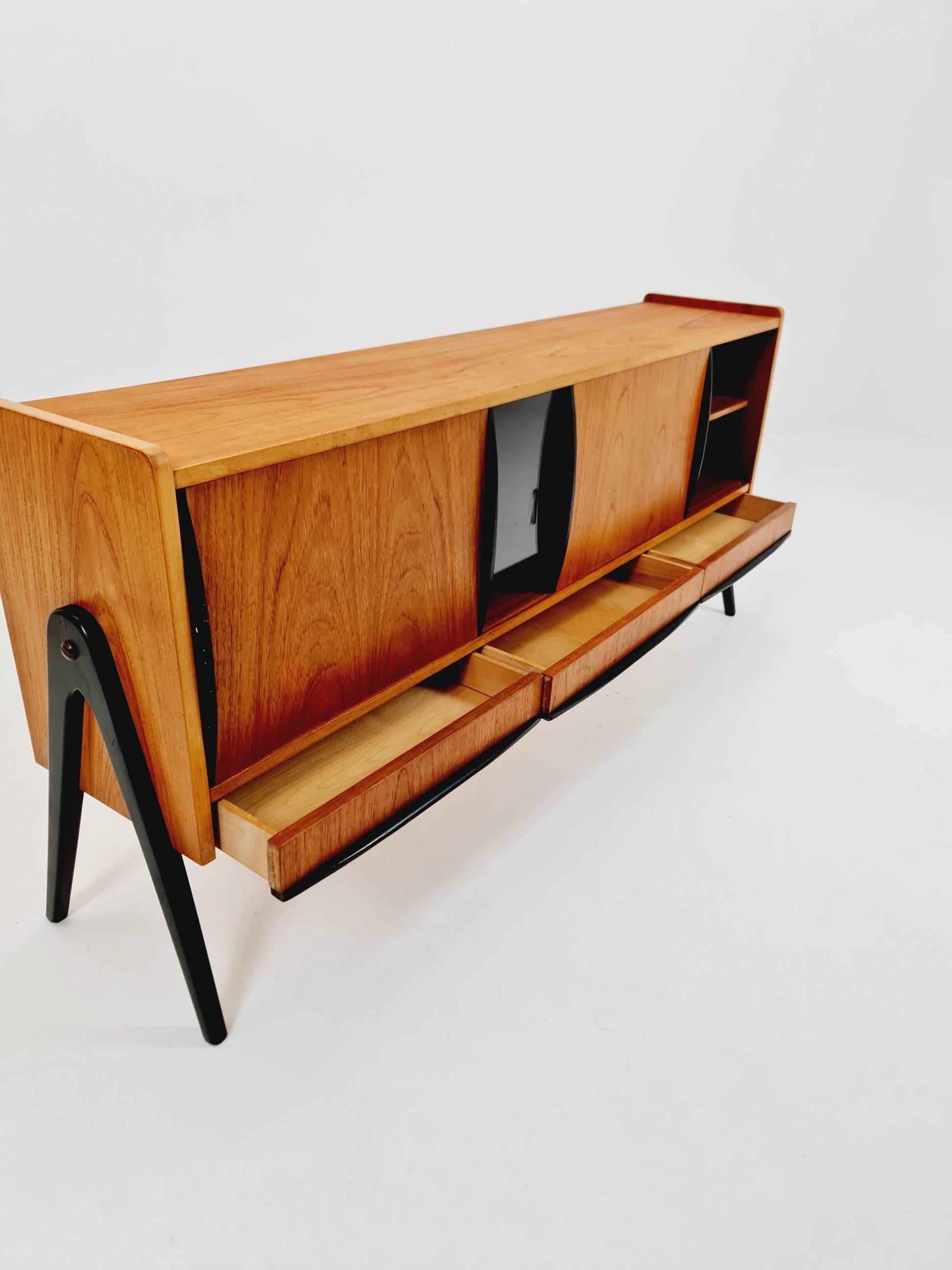 Rare Mid century Swedish Teak small low Sideboard by Bengt Ruda for Nordiska Kompaniet , 1960s