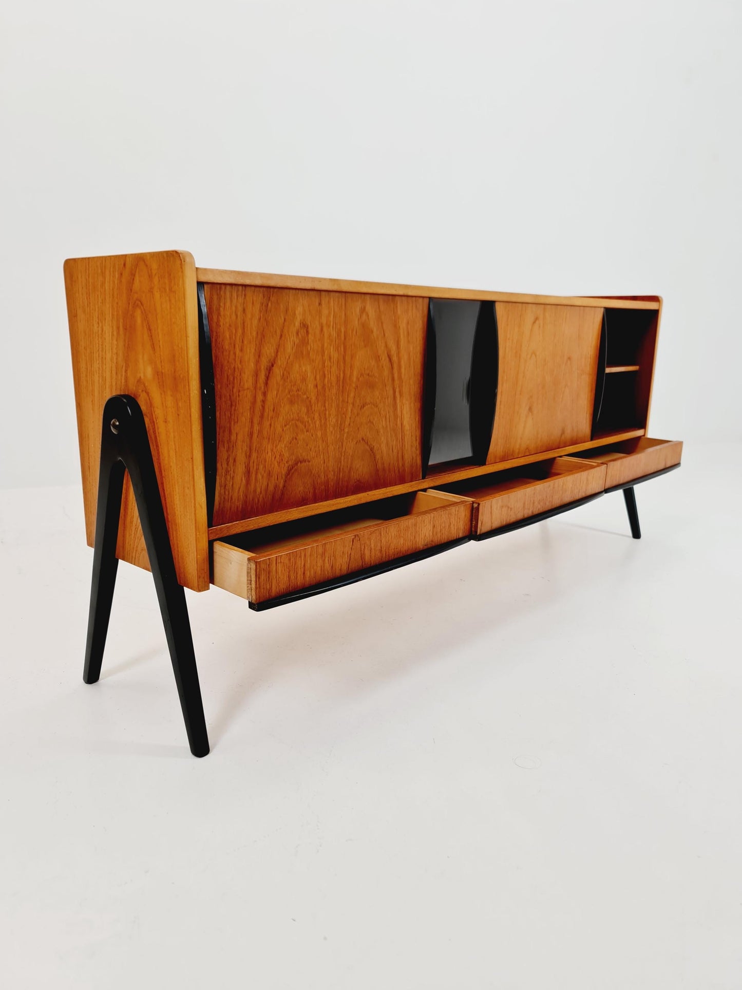 Rare Mid century Swedish Teak small low Sideboard by Bengt Ruda for Nordiska Kompaniet , 1960s