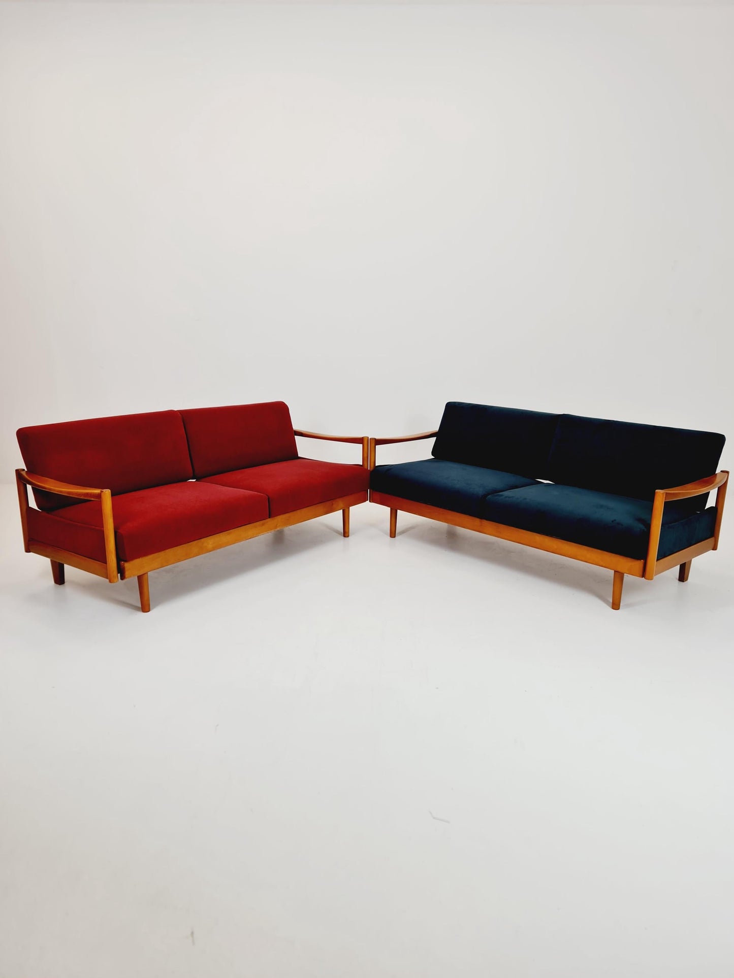 Rare Midcentury Stella Sofa Ash wood Daybed By Walter knoll , Germany, 1950s