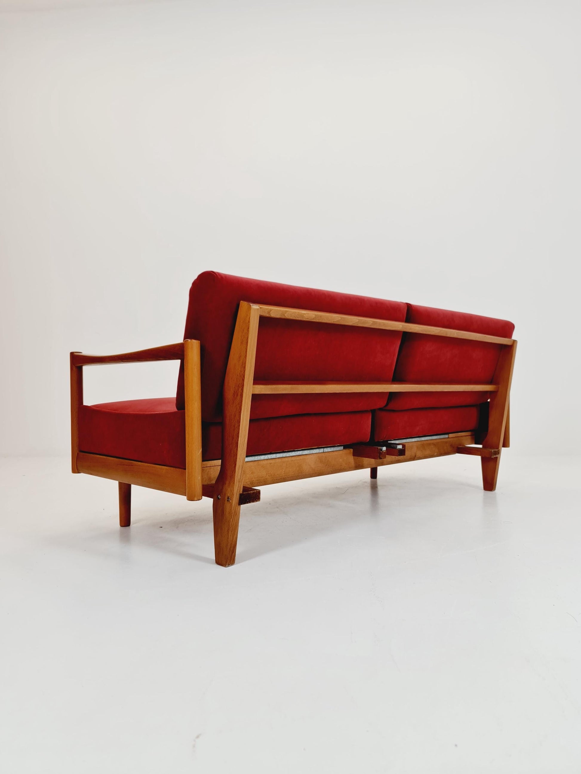 Rare Midcentury Stella Sofa Ash wood Daybed By Walter knoll , set with armchair Germany, 1950s