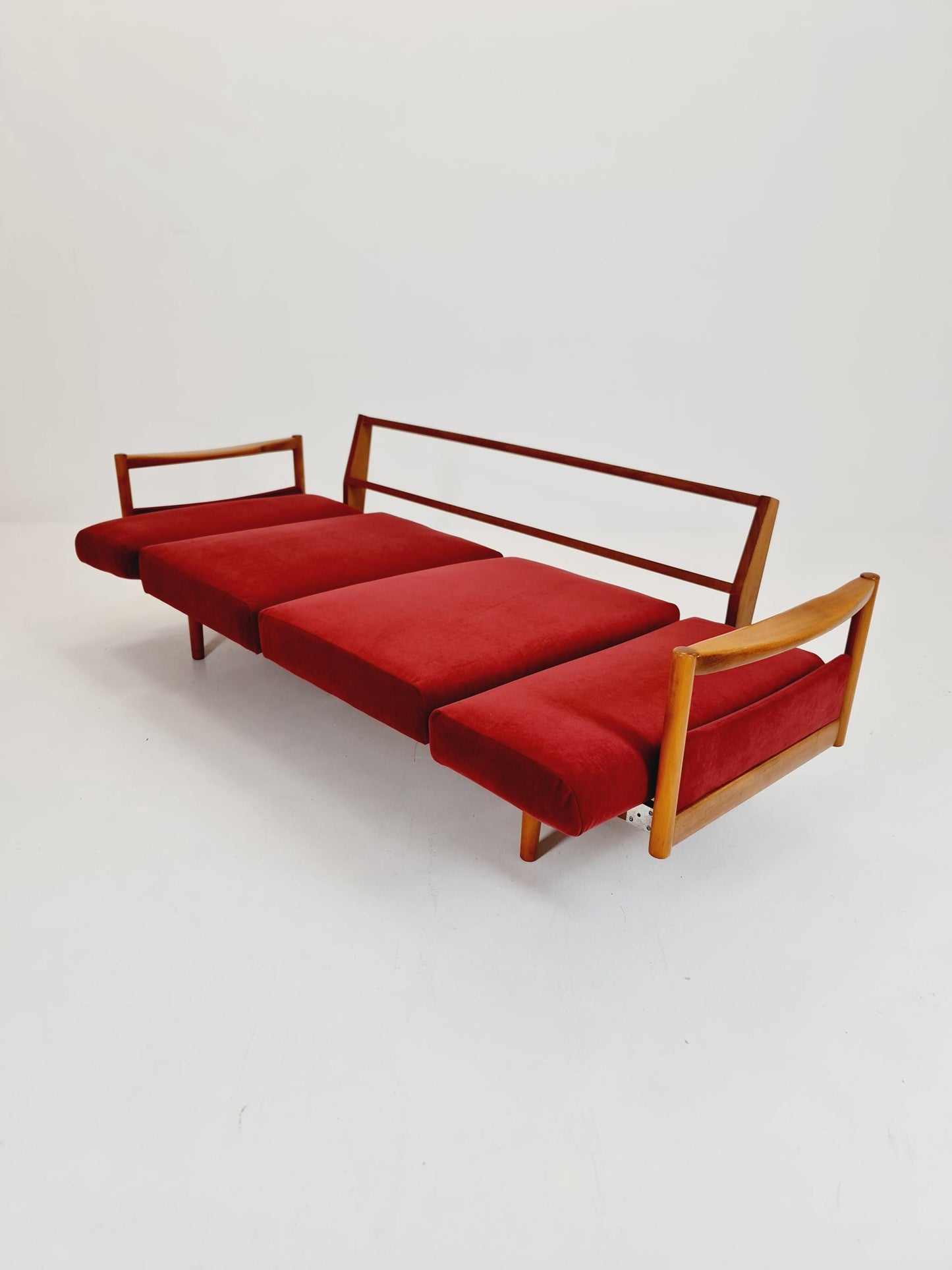 Rare Midcentury Stella Sofa Ash wood Daybed By Walter knoll , set with armchair Germany, 1950s