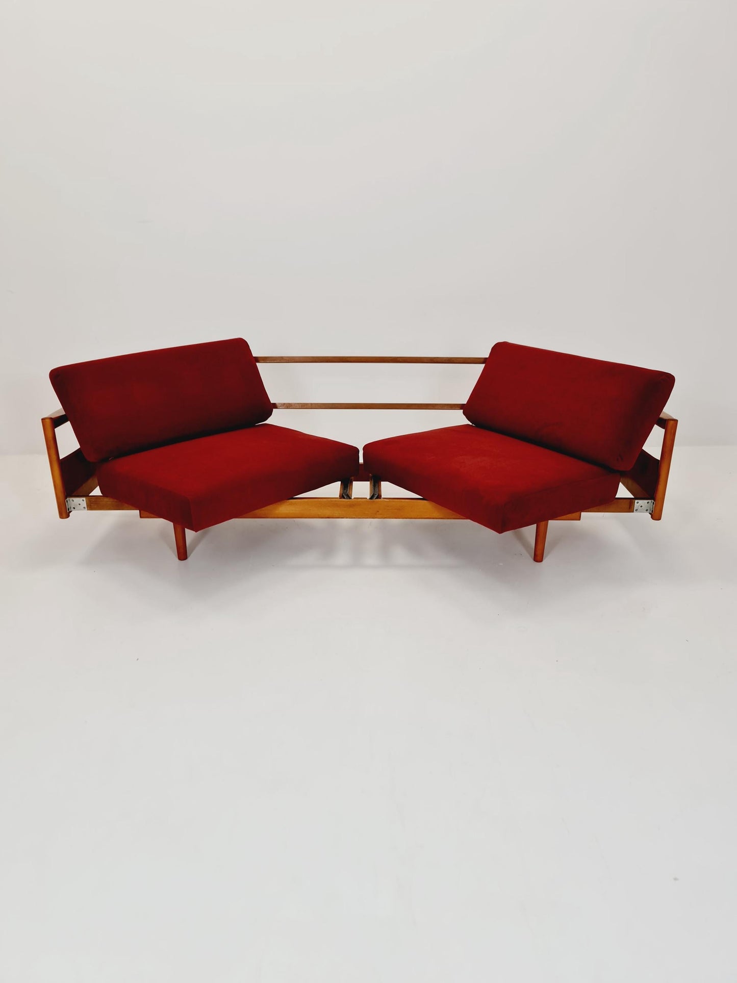 Rare Midcentury Stella Sofa Ash wood Daybed By Walter knoll , set with armchair Germany, 1950s