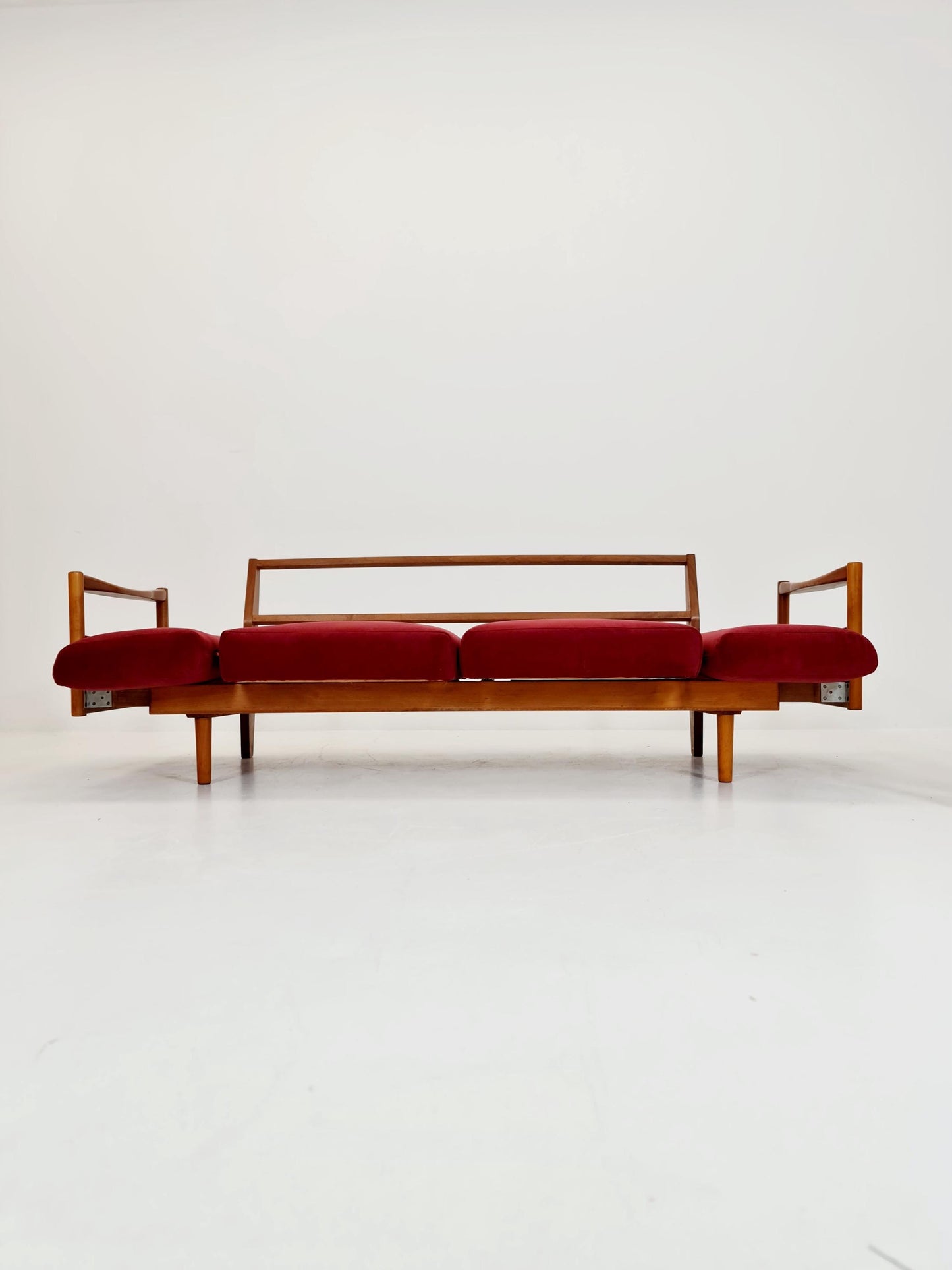 Rare Midcentury Stella Sofa Ash wood Daybed By Walter knoll , set with armchair Germany, 1950s