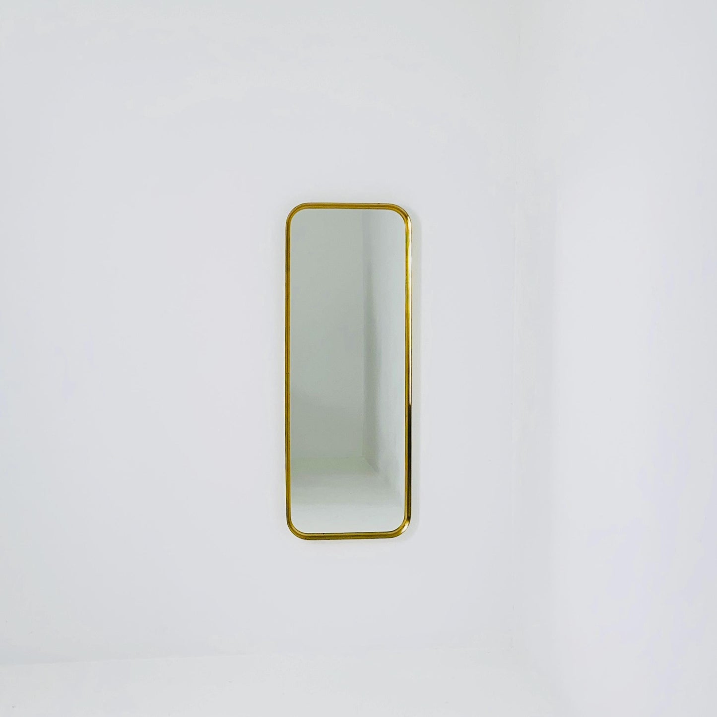 Large Mid-Century Modern wall mirror with brass frame by Münchener Zierspiegel, 1950s