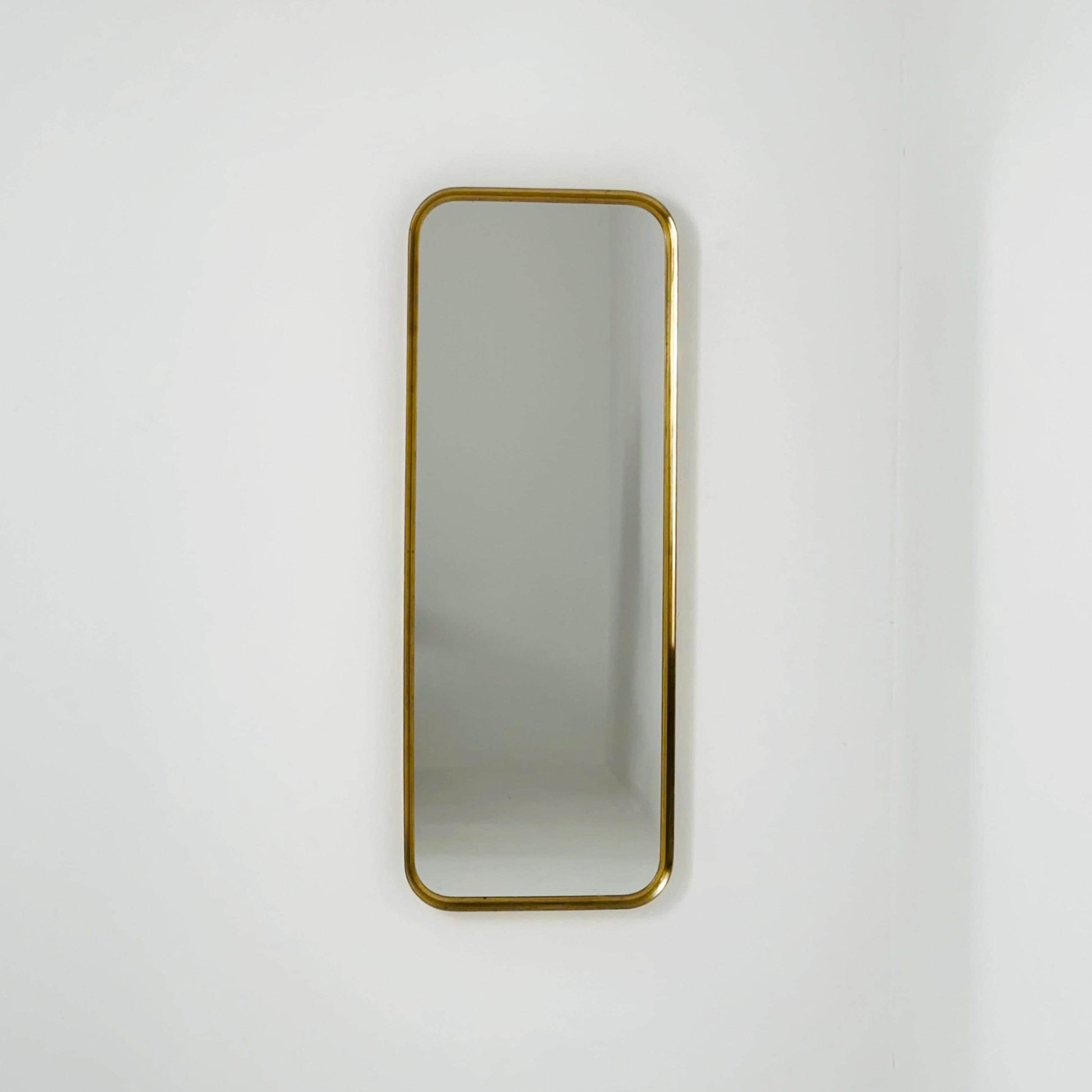 Large Mid-Century Modern wall mirror with brass frame by Münchener Zierspiegel, 1950s