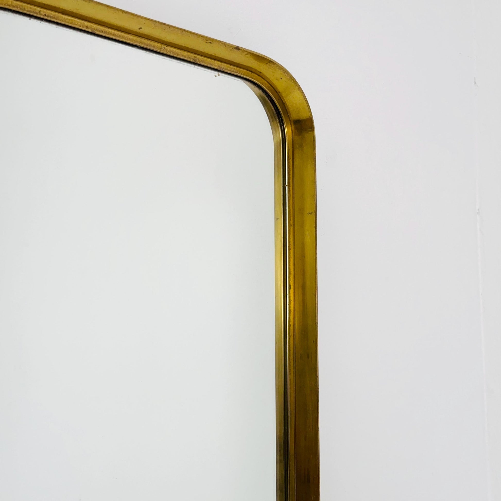 Large Mid-Century Modern wall mirror with brass frame by Münchener Zierspiegel, 1950s