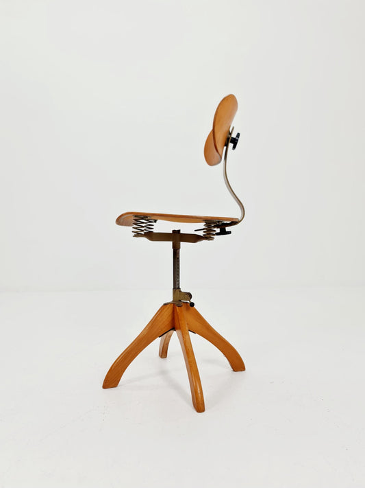Bauhaus swivel office chair in solid wood By Polster Gleich ,1930s
